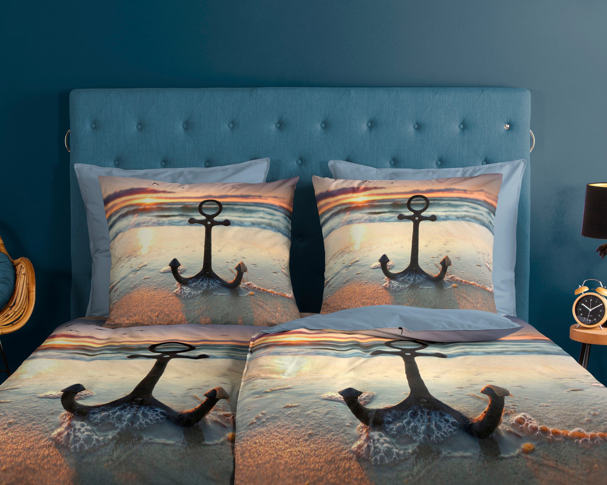 Thumbnail - good morning Wendebettwäsche "Mar" 2 Stk. Baumwolle, 135x200, Reißverschluss, Wendeoptik, Strand, Meer, Maritim