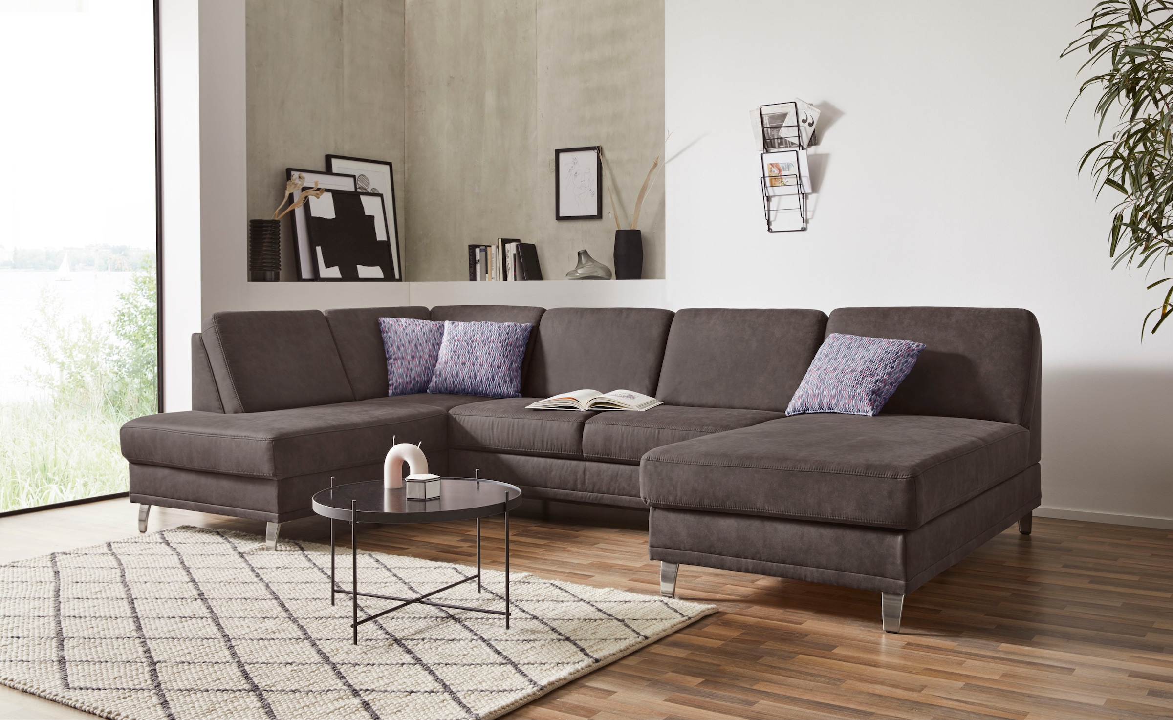 sit&more Wohnlandschaft "Clio U-Form" wahlweise mit Schlaffunktion und Bettkasten, inklusive Federkern