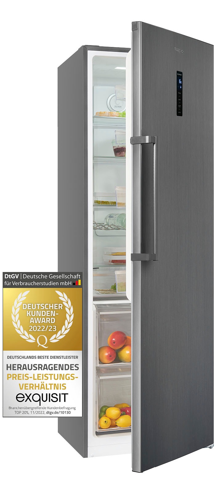 exquisit Vollraumkühlschrank »KS360-V-HE-040E inoxlook-az«