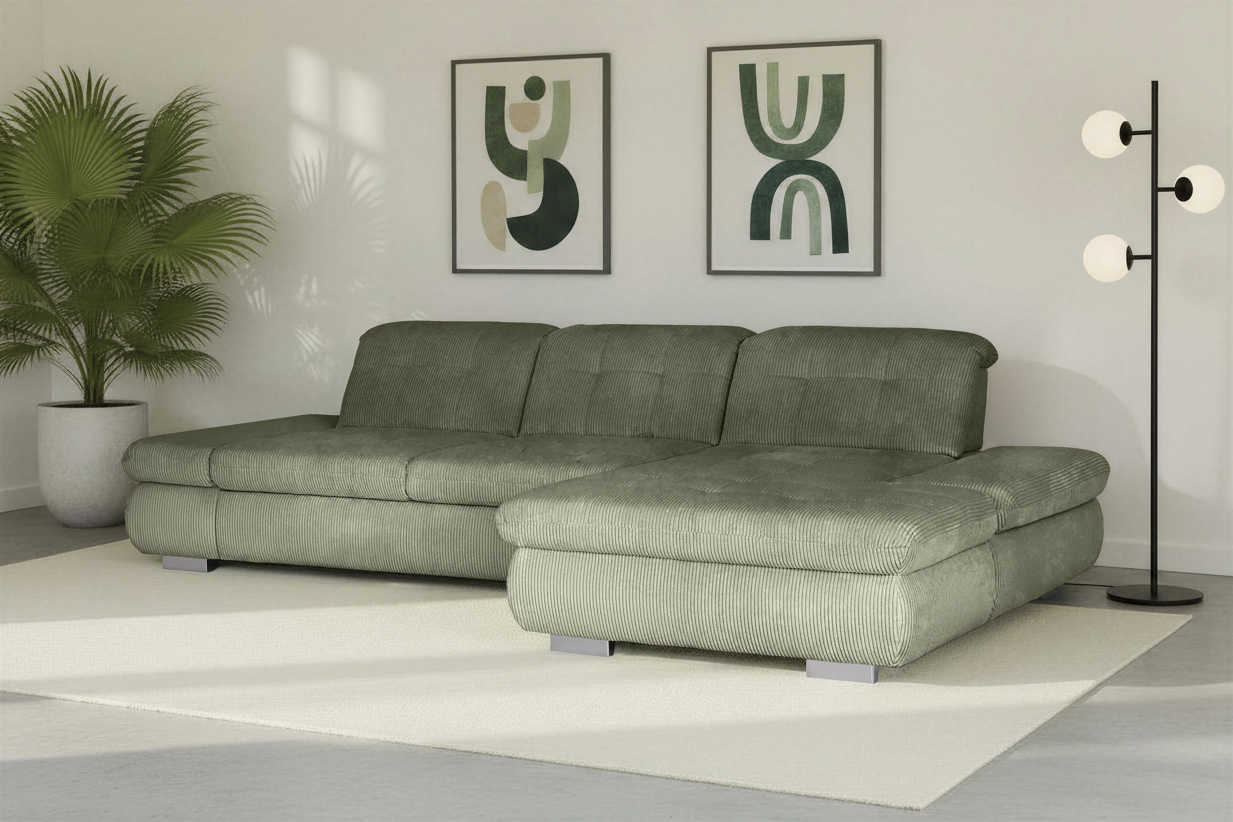 Die PlanBar Ecksofa "MP-IN17004 L-Form, Breite 331 cm, Kaltschaum-Polsterung" inkl. Sitztiefenverstellung, wahlweise weitere Funktionen