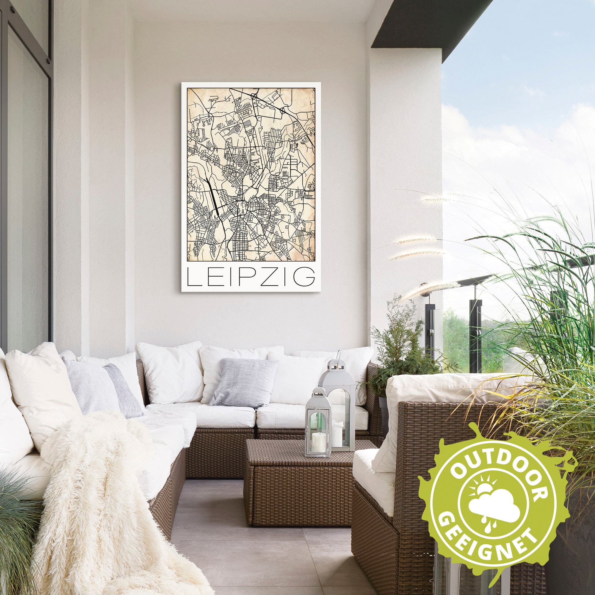 Artland Wandbild »Retro Karte Leipzig Deutschland Grunge«, Deutschland, (1 St.), als Alubild, Leinwandbild, Wandaufkleber oder Poster in versch. Größen