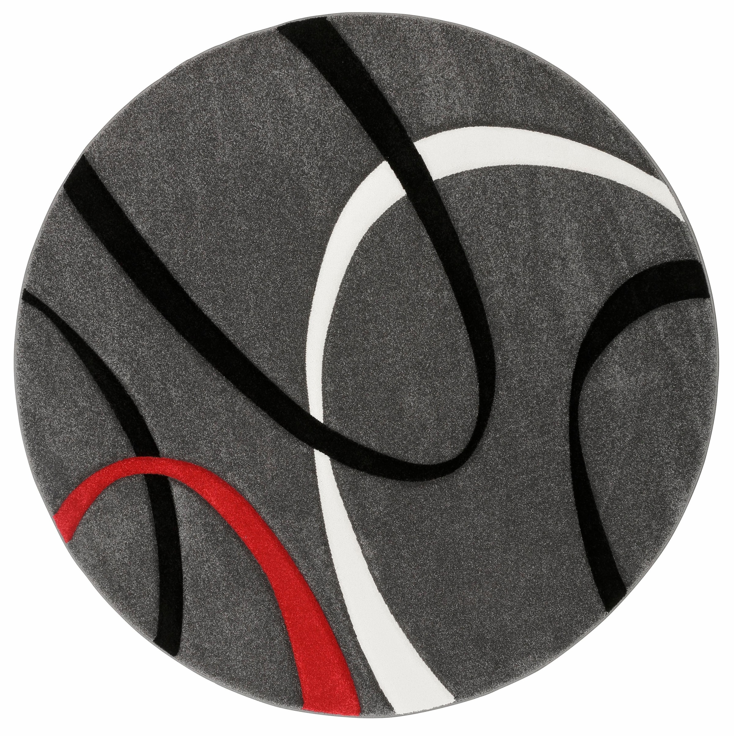 my home Teppich »Bilbao« rund 13 mm Höhe handgearbeiteter Konturenschnitt, Kurzflor, Hoch-Tief, 3D-Design