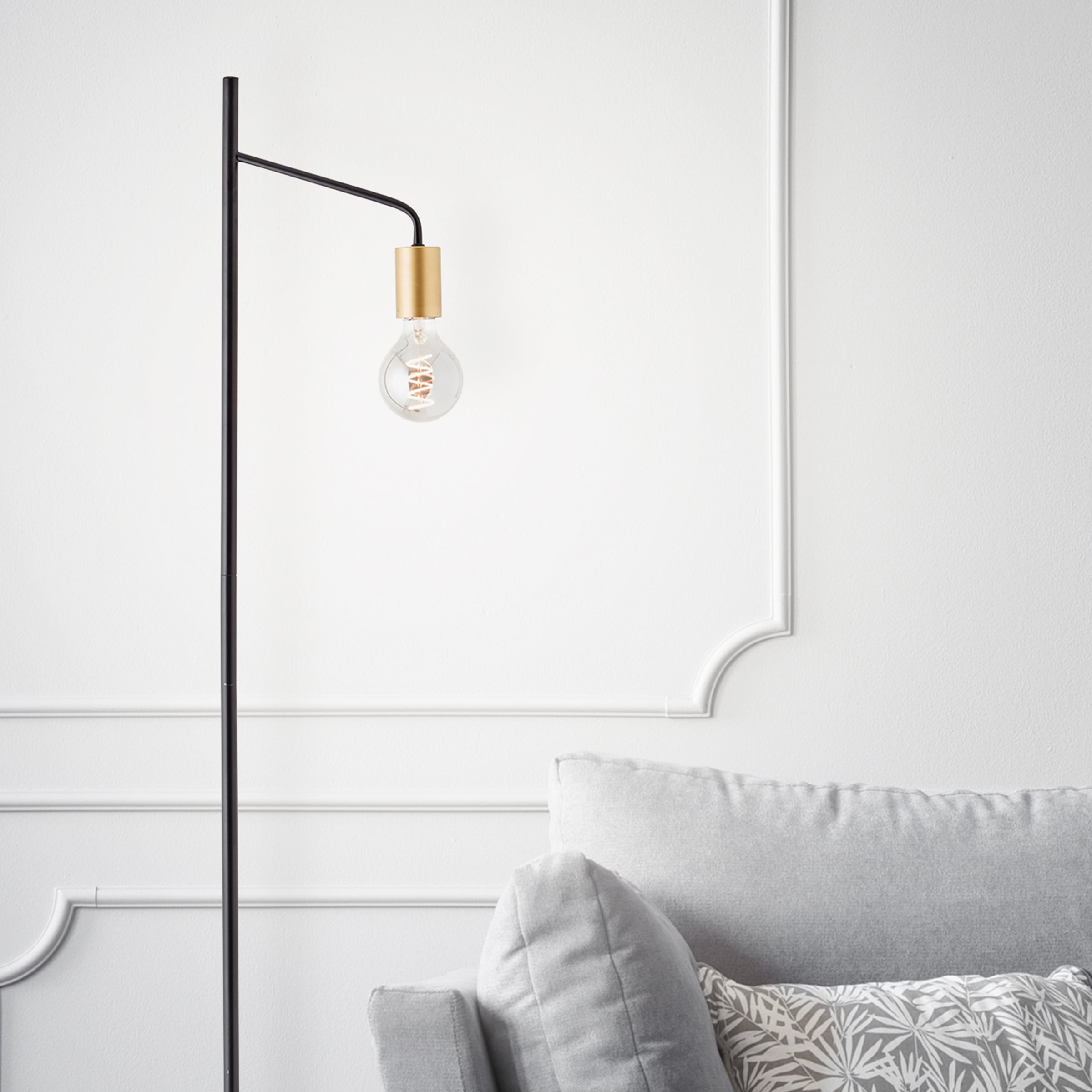 Brilliant Stehlampe »Kiel«, 1 flammig, Leuchtmittel E27 | ohne Leuchtmittel, 149 x 30 x 22 cm, E27, matt schwarz/messingfarben