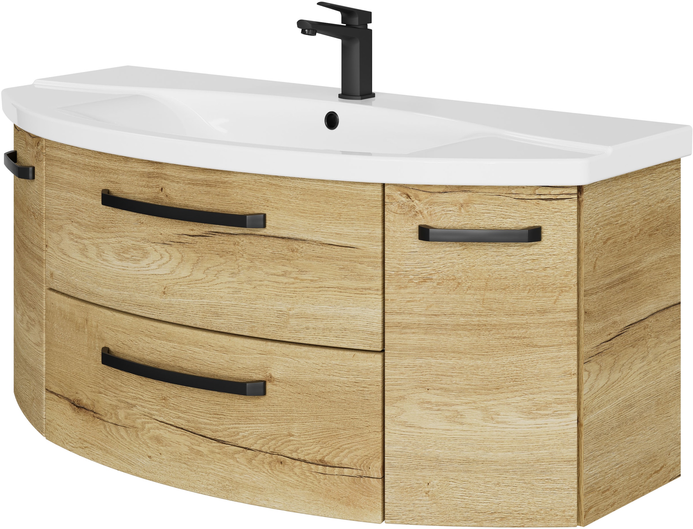 Saphir Badmöbel-Set »Serie 4010 2-teilig Keramik-Waschtisch mit LED-Spiegelschrank«, (Set), Badezimmer Set 122 cm breit, inkl. Türdämpfer, 5 Türen, 2 Schubladen