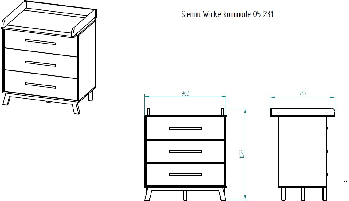 Schardt Babyzimmer-Komplettset »Sienna«, (Set, 3 St., Hausbett, Schrank, Wickelkommode), Made in Germany; mit Hausbett, Schrank und Wickelkommode