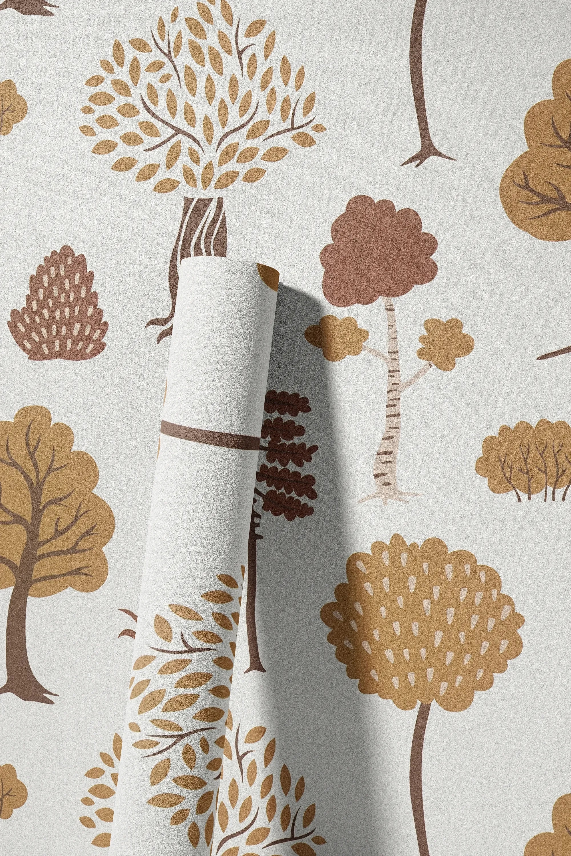 living walls Vliestapete »LIMITED – Skandinavischer Wald« Comic | Motiv | naturalistisch leicht strukturiert Illustrative Bäume und Sträucher für ein ruhiges Kinderzimmer
