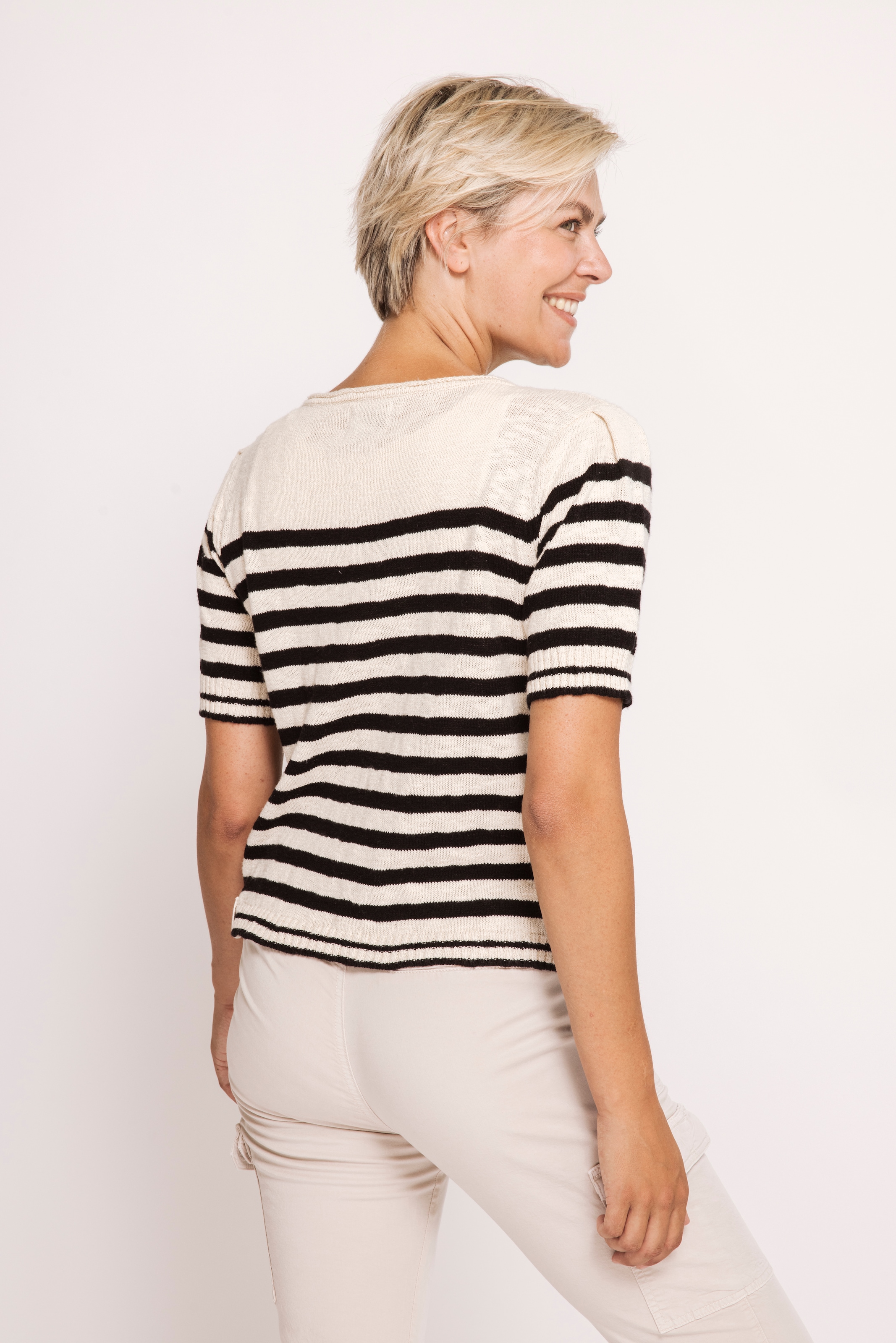 Zhrill Kurzarmpullover »ZHRASTA« in Ringel-Optik, leichter Baumwollstrick