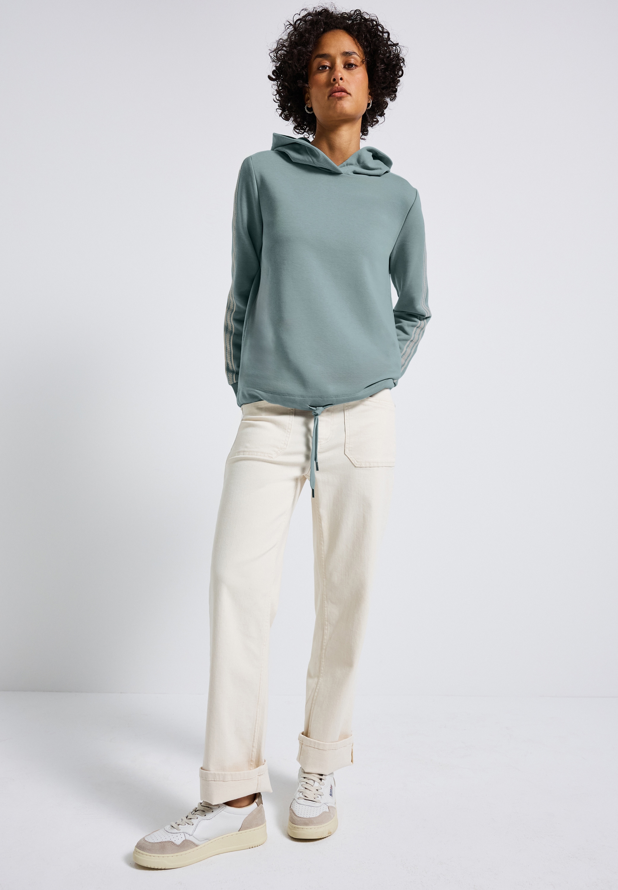 STREET ONE Hoodie, mit Gallonstreifen und Tunnelzug am Saum
