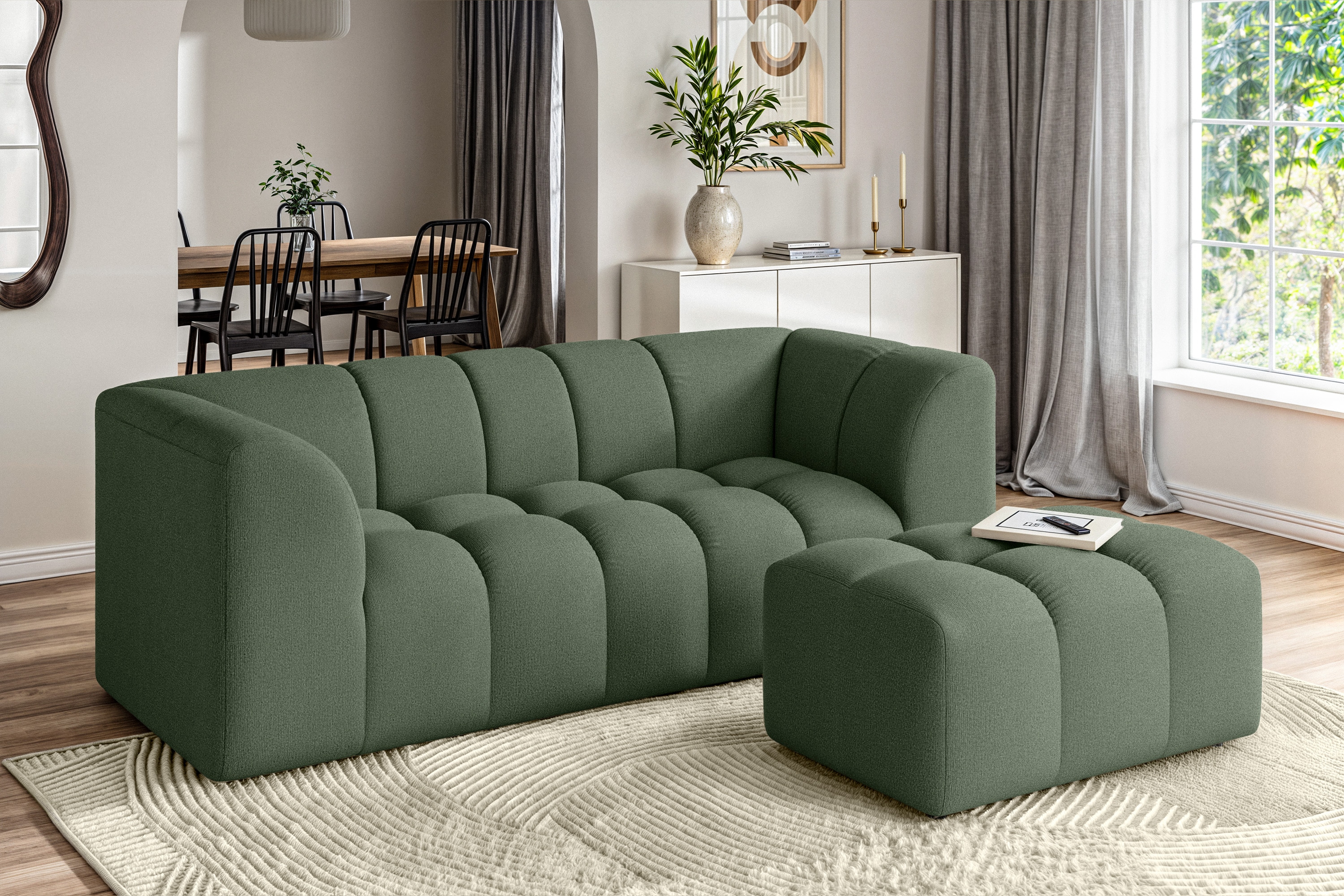 OTTO home 3-Sitzer "TUURE Verlässliche Qualität, moderne Steppung, Breite 227cm" Bubble Optik, hoher Sitzkomfort, Wellenunterfederung