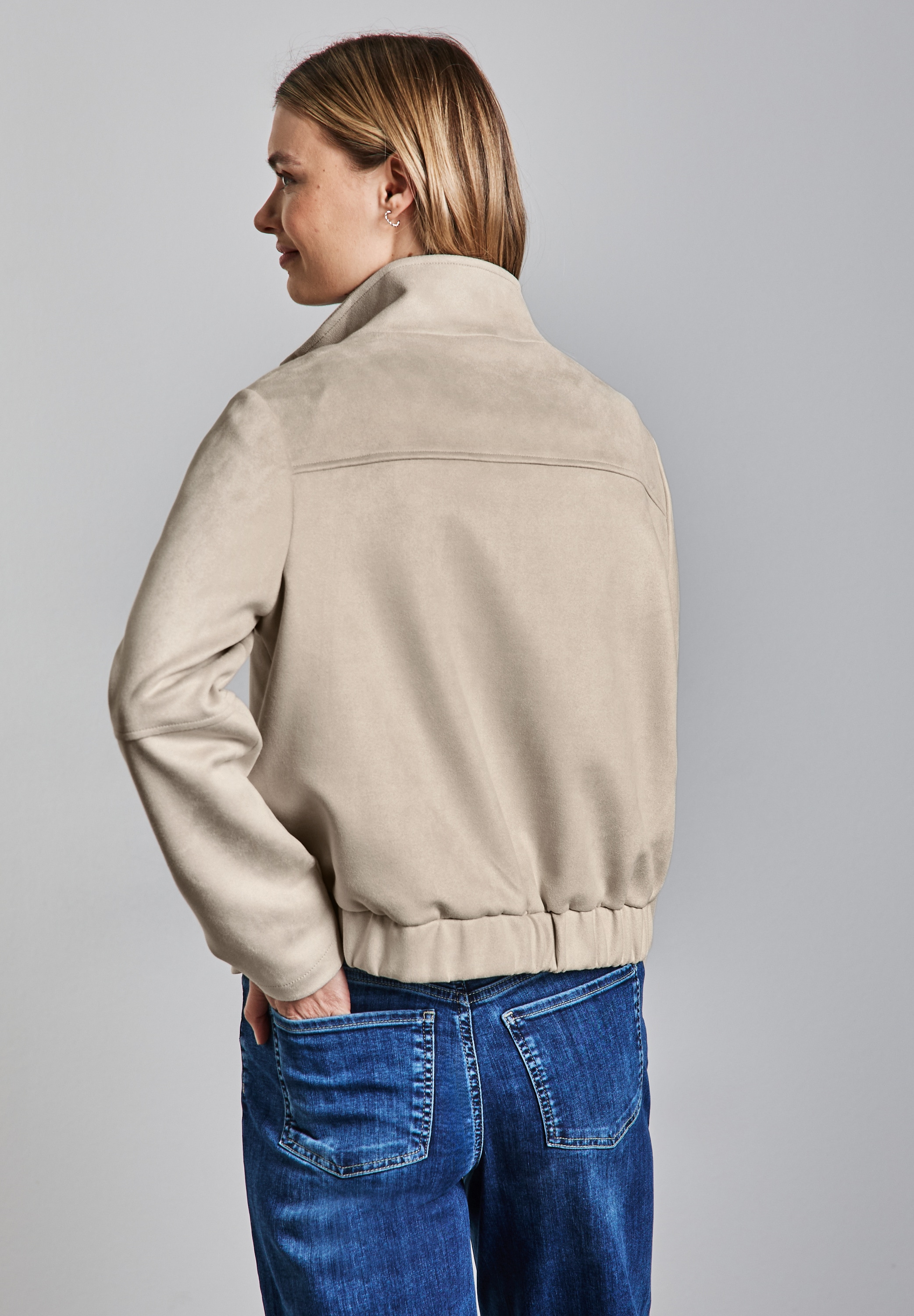 STREET ONE Lederimitatjacke, ohne Kapuze, aus softem Materialmix