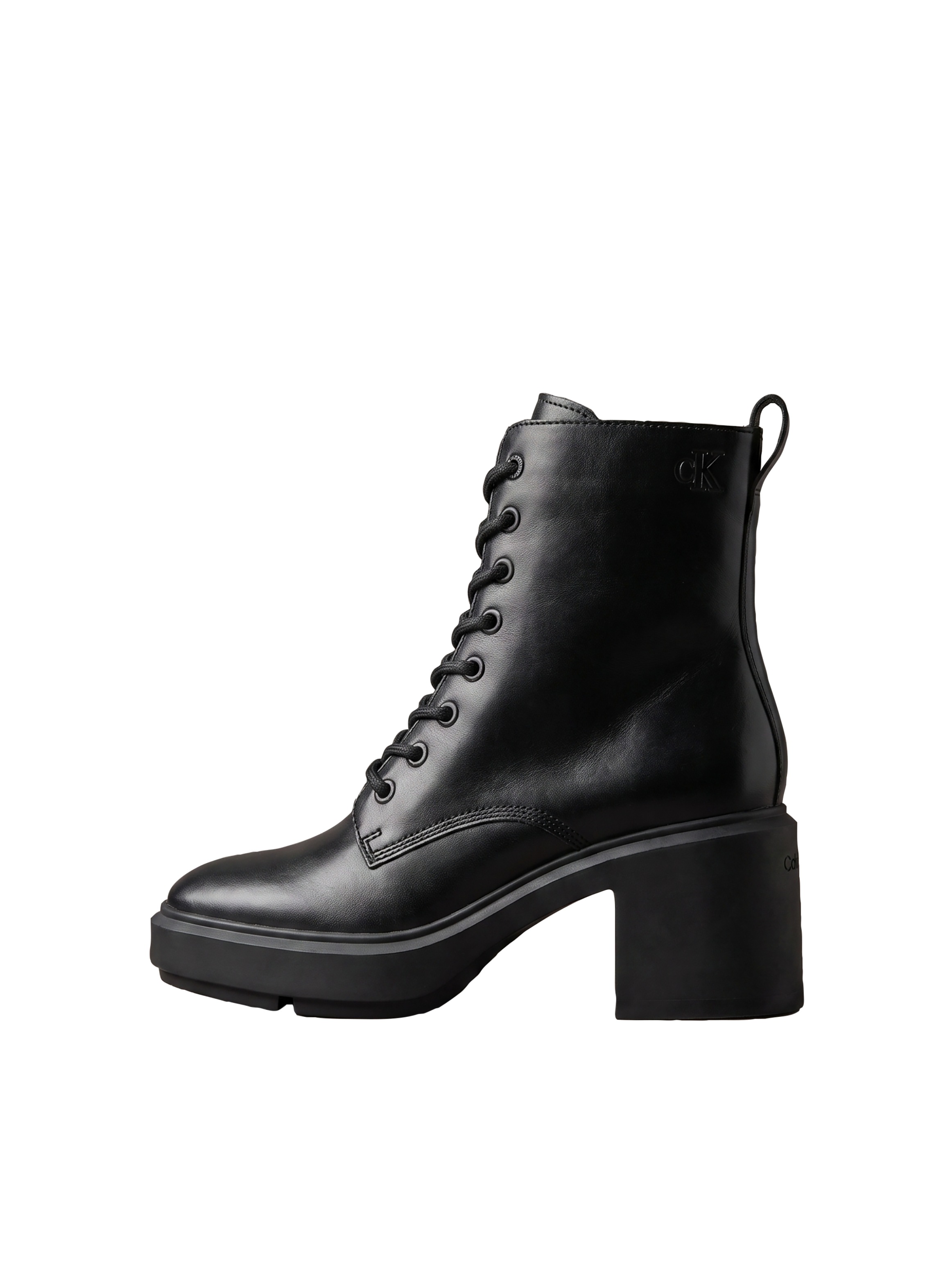Calvin Klein Schnürstiefelette »BLOCK HEEL ANK BOOT LACEUP LTH«  Schnürboots mit Blockabsatz und Anziehlasche
