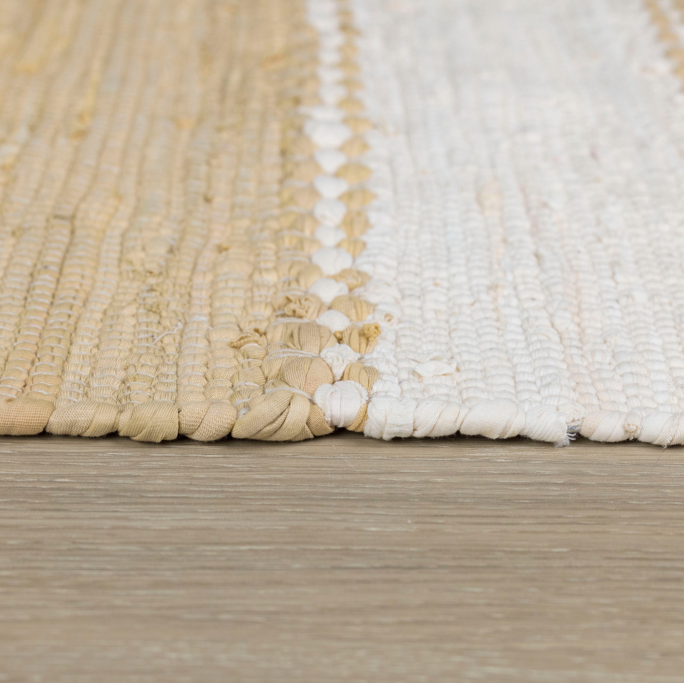 my home Handweb Rechnung Teppich, reine »Benja«, BAUR Baumwolle, rechteckig, auf Fransen mit gestreift, handgewebt, | Teppich