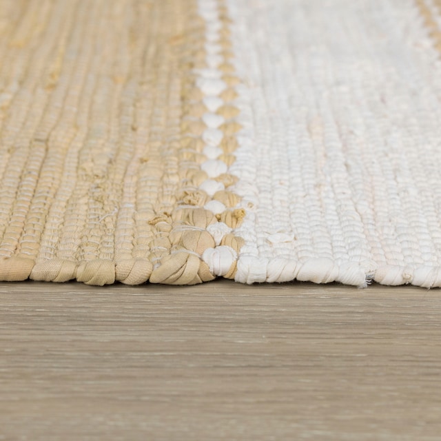 my home Teppich »Benja«, rechteckig, Handweb Teppich, gestreift, reine  Baumwolle, handgewebt, mit Fransen auf Rechnung | BAUR
