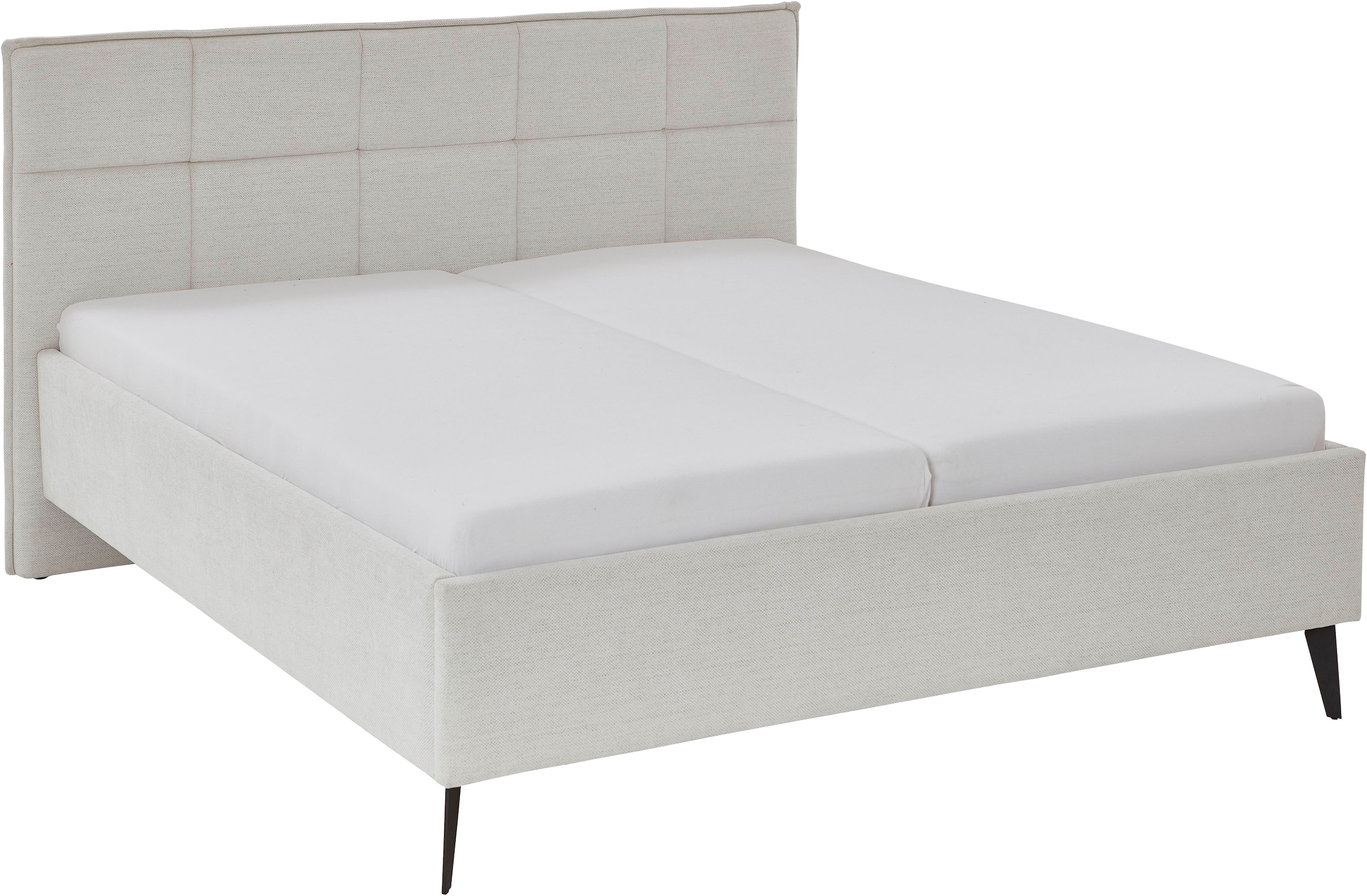 Polsterbett MEISE.MÖBEL "Paulo wahlweise mit Bettkasten, erhältlich in den Breiten 160 & 180cm", beige, B:202cm H:120cm L:213cm, Betten, Polsterbett, wahlweise mit Holz- oder Metallfuß 8
