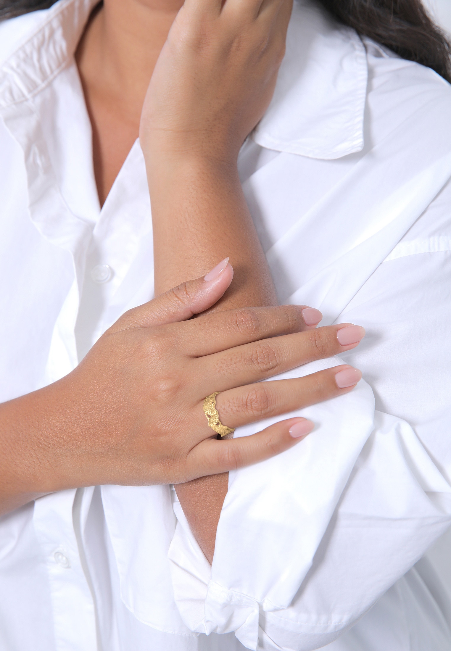 Elli Fingerring »Ginkgo Blätter Trend Cool Glück 925 Silber«