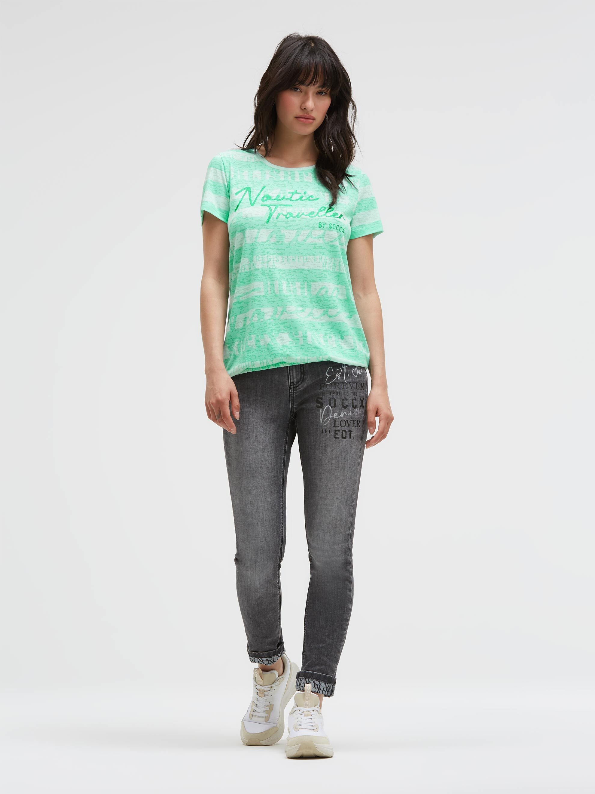 SOCCX Rundhalsshirt mit Gummizug im Saum