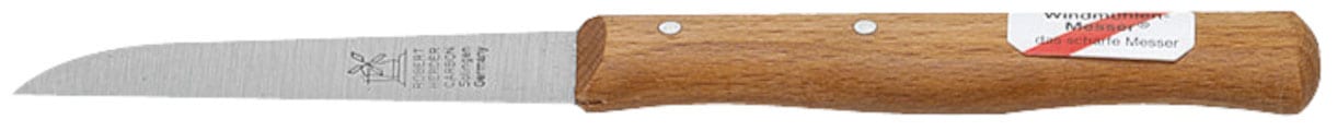 Windmühlenmesser Gemüsemesser 85 mm gerade Klinge langer Griff aus Rotbuche