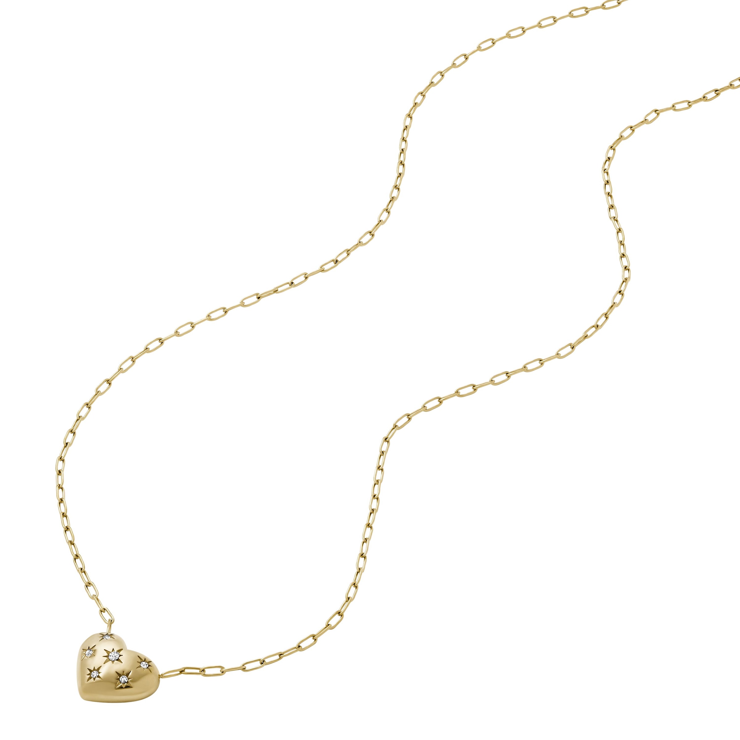 Fossil Kette mit Anhänger »Schmuck Geschenk Edelstahl SADIE Herz, JF04856710«, mit Glasstein