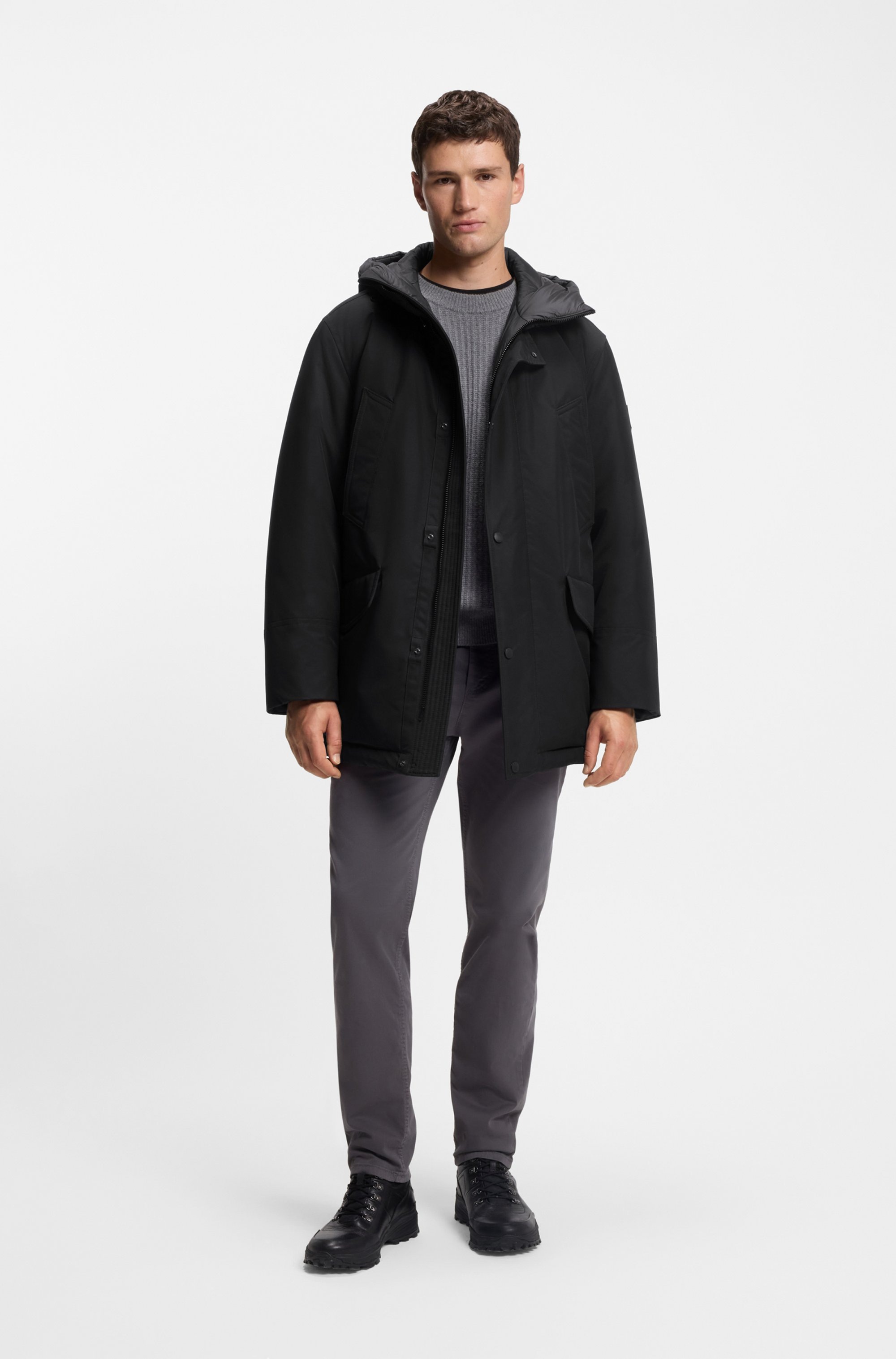 BOSS ORANGE Parka »Osiass«, mit Kapuze, relaxed fit, mit wattierter Kapuze, verdeckter Reißverschluss