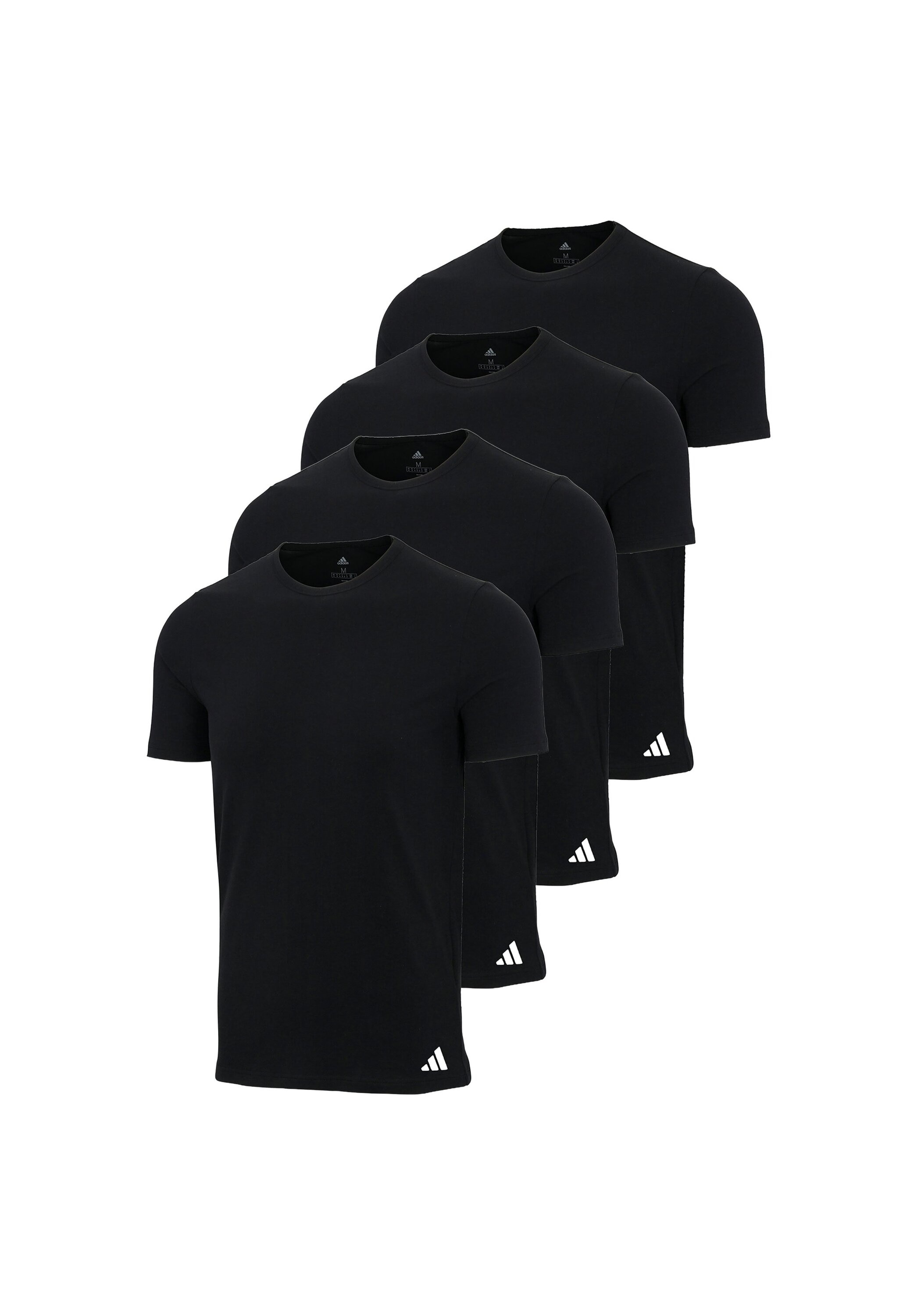 Herren T-Shirt "T-Shirt Crew Neck Shirt Active Flex Cotton 4P 4er Pack", schwarz, Gr. S, ADIDAS ORIGINALS, Obermaterial: 95% Baumwolle CO. 5%