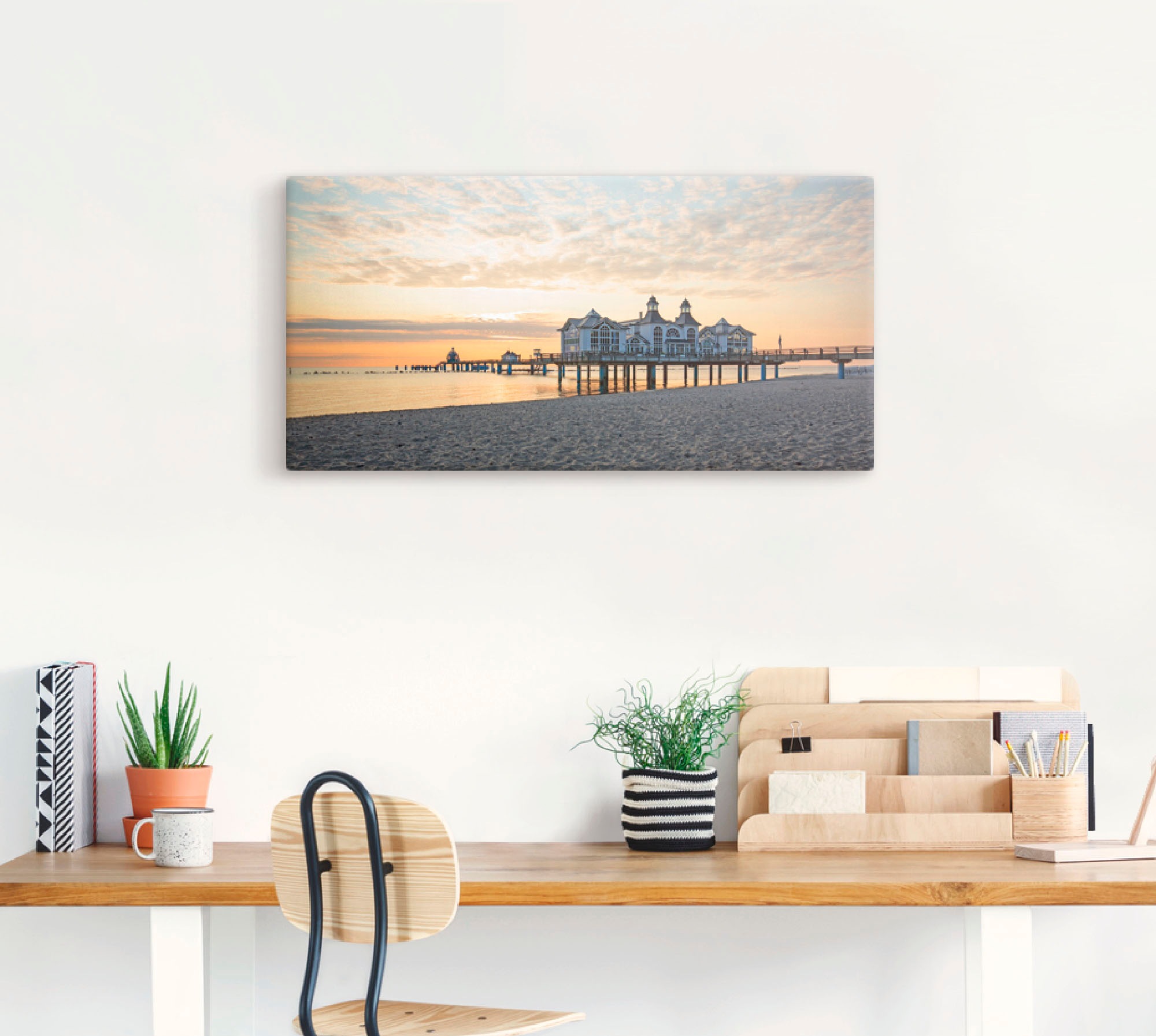 Artland Wandbild »Seebrücke Sellin bei Sonnenaufgang«, Strand, (1 St.), als Leinwandbild, Poster, Wandaufkleber in verschied. Größen