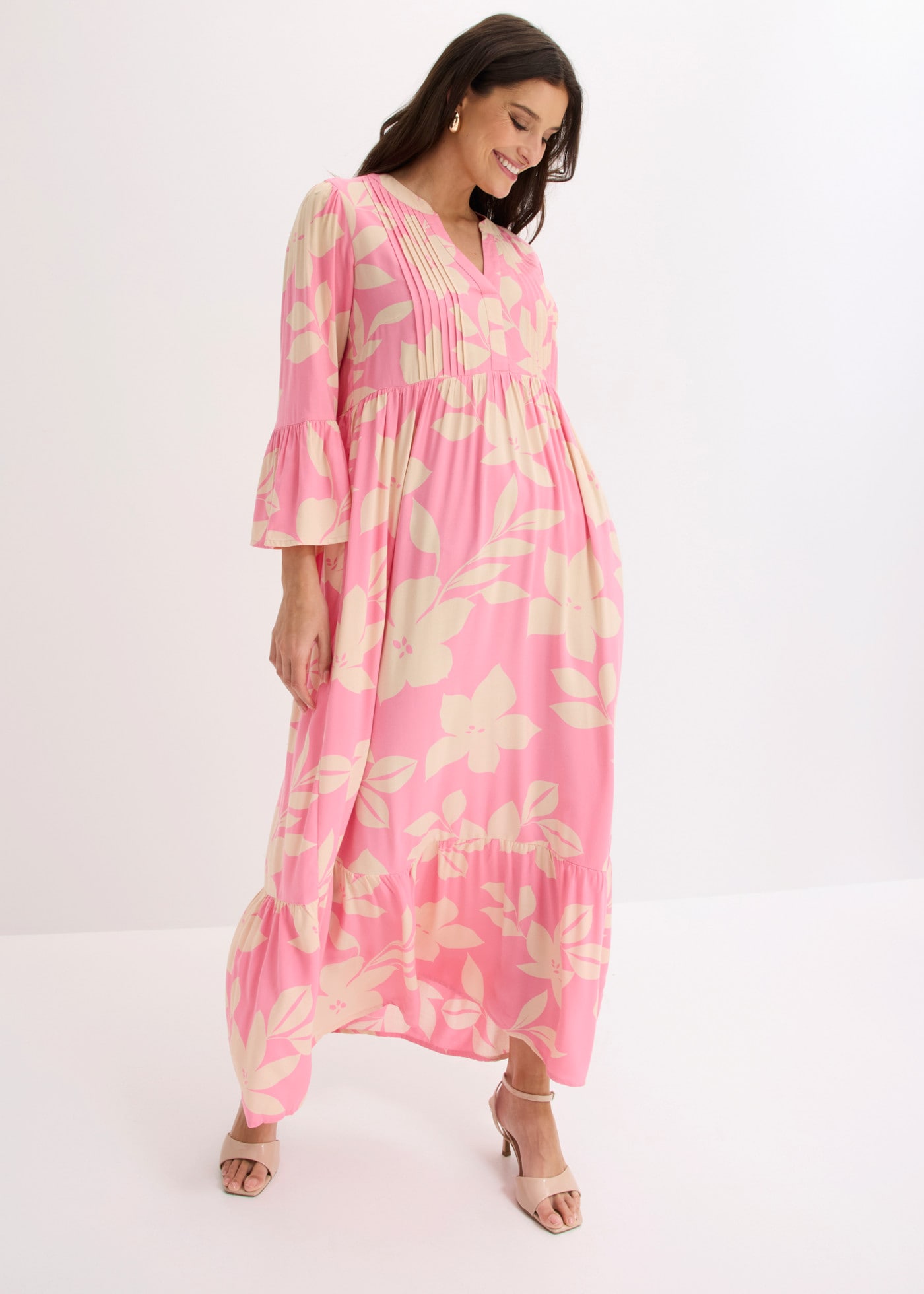 bonprix Maxikleid »Maxikleid aus fließender Viskose« für modischen Auftritt, aus Viskose, A-Linie, 3/4-Ärmel