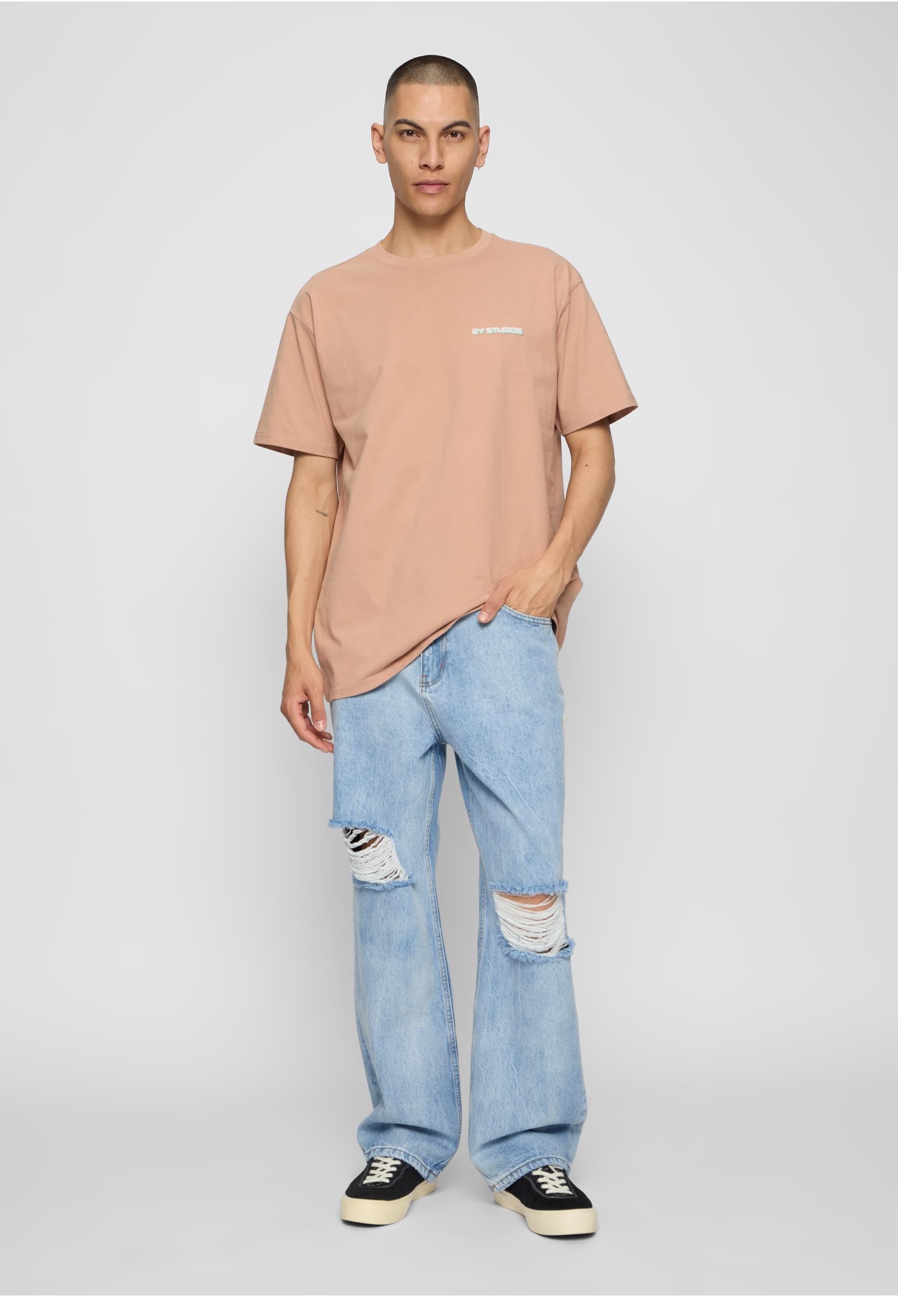 2Y Studios T-Shirt »2Y Studios Herren Good Vibes Only Oversize Tee«, (1 tlg.)