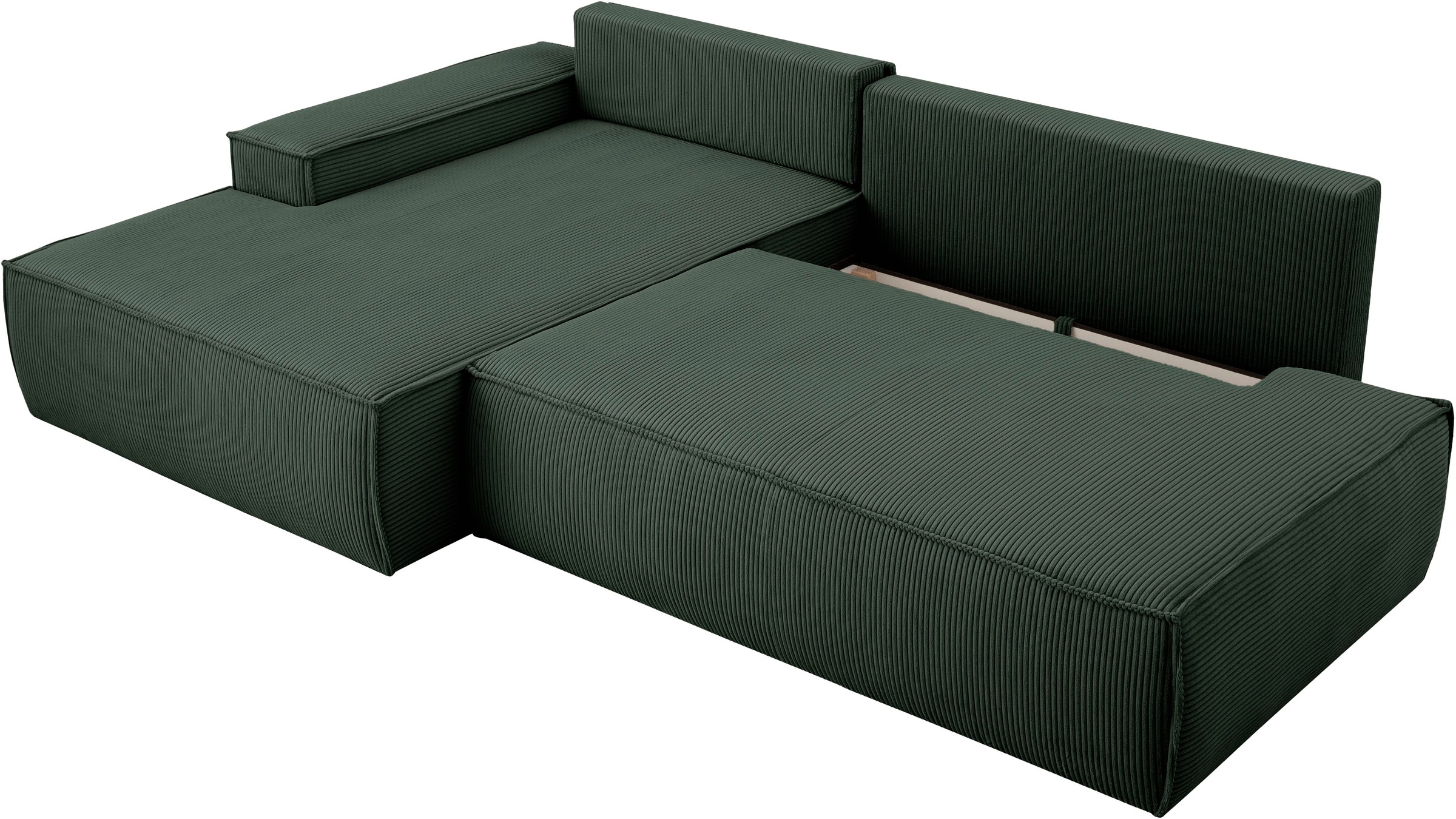 Home affaire Ecksofa »SHERWOOD, Schlafsofa in L-Form offen (275cm), Cord, Leinenoptik«, Schlaffunktion und Bettkasten, Kedernaht, hoher Sitz- & Liegekomfort