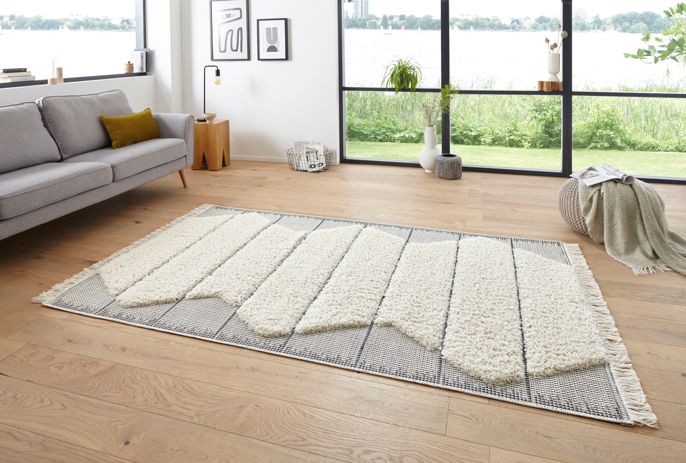 HANSE Home Hochflor-Teppich »Hutu«, rechteckig, 35 mm Höhe, Sisal-Optik, Hoch-Tief Struktur, Robust, Pflegeleicht