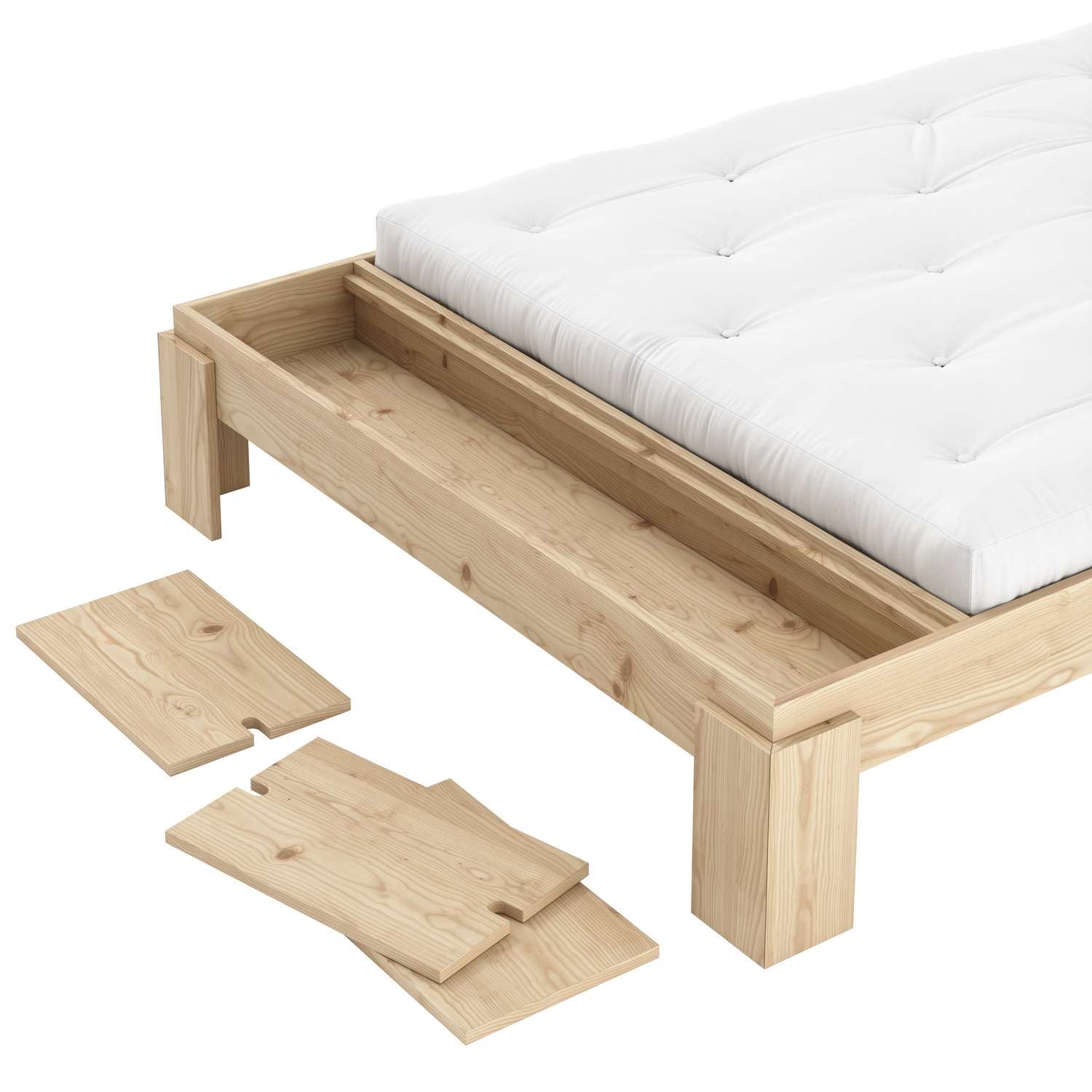 Karup Design Stauraumbett »Layers Bed Bench, Bettgestell mit Aufbewahrungsbank, mehrere Größen«, inkl. Lattenrost, excl. Matratze, FSC®-zertifiziertes Massivholz
