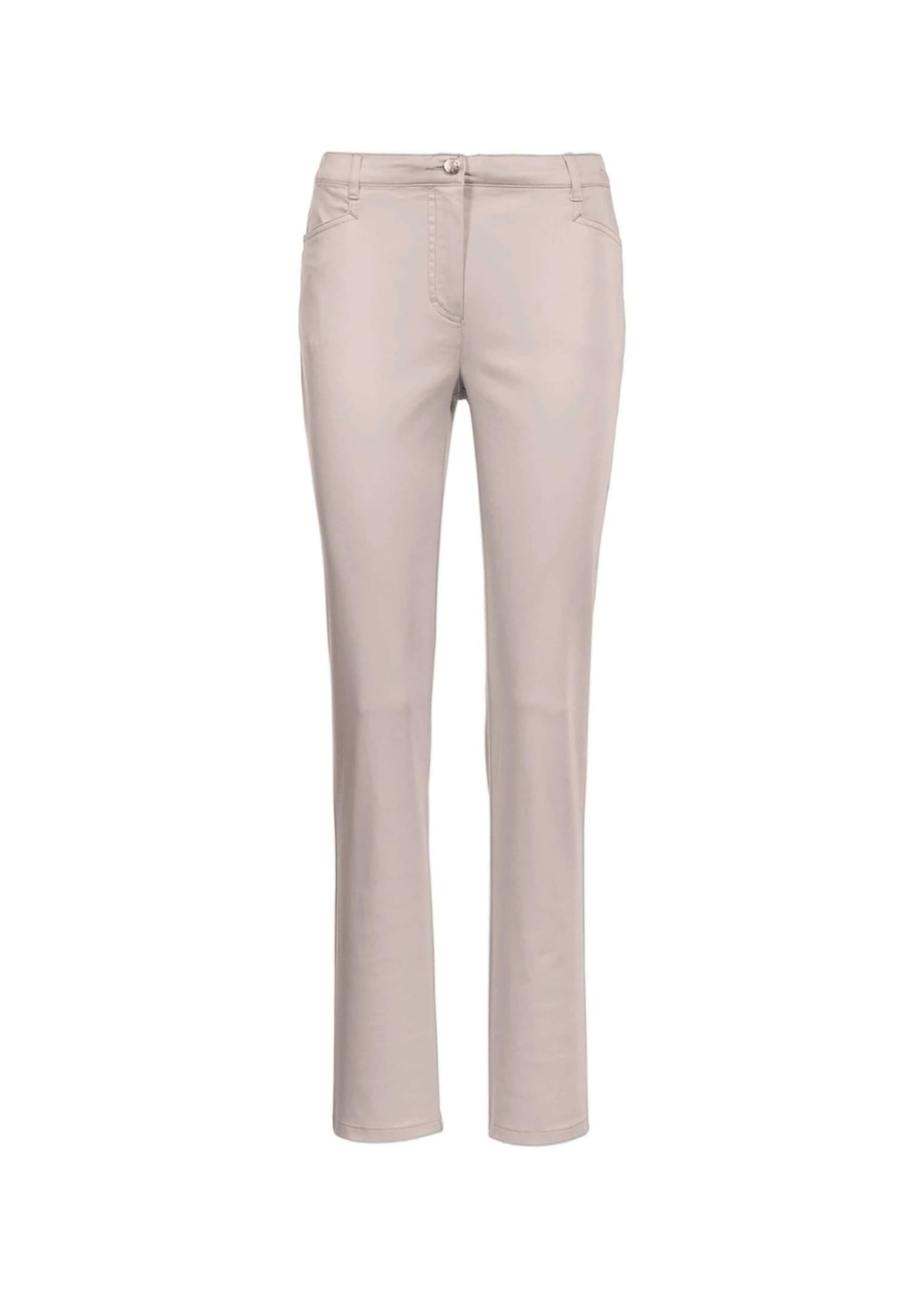 GOLDNER Damen Stoffhose "Leichte Baumwoll-Hose ANNA", beige, Gr. 54, Obermaterial: 98% Baumwolle CO. 2% Elasthan EL., Hosen