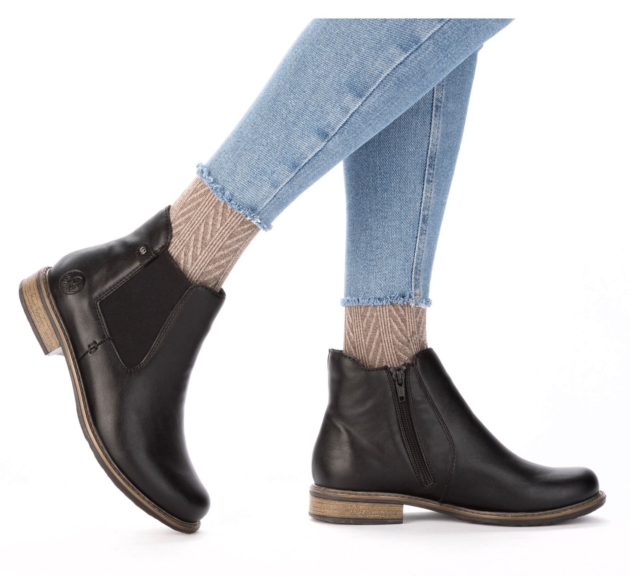 Rieker Chelseaboots, Stiefelette, Boots, Blockabsatz, mit elastischem Einsatz