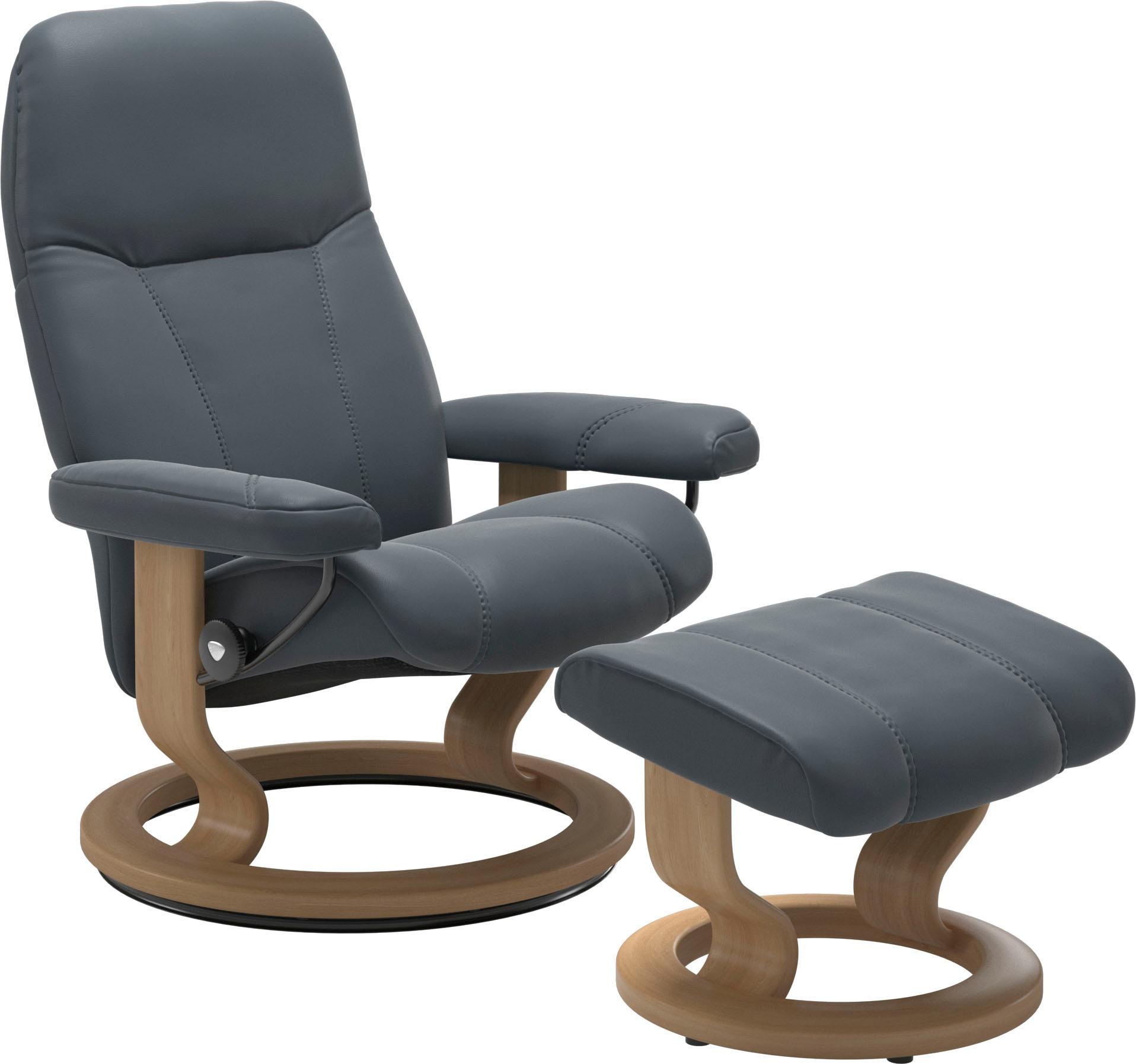 Stressless® Relaxsessel »Consul«, (Set, Relaxsessel mit Hocker), mit Hocker, mit Classic Base, Größe S, Gestell Eiche