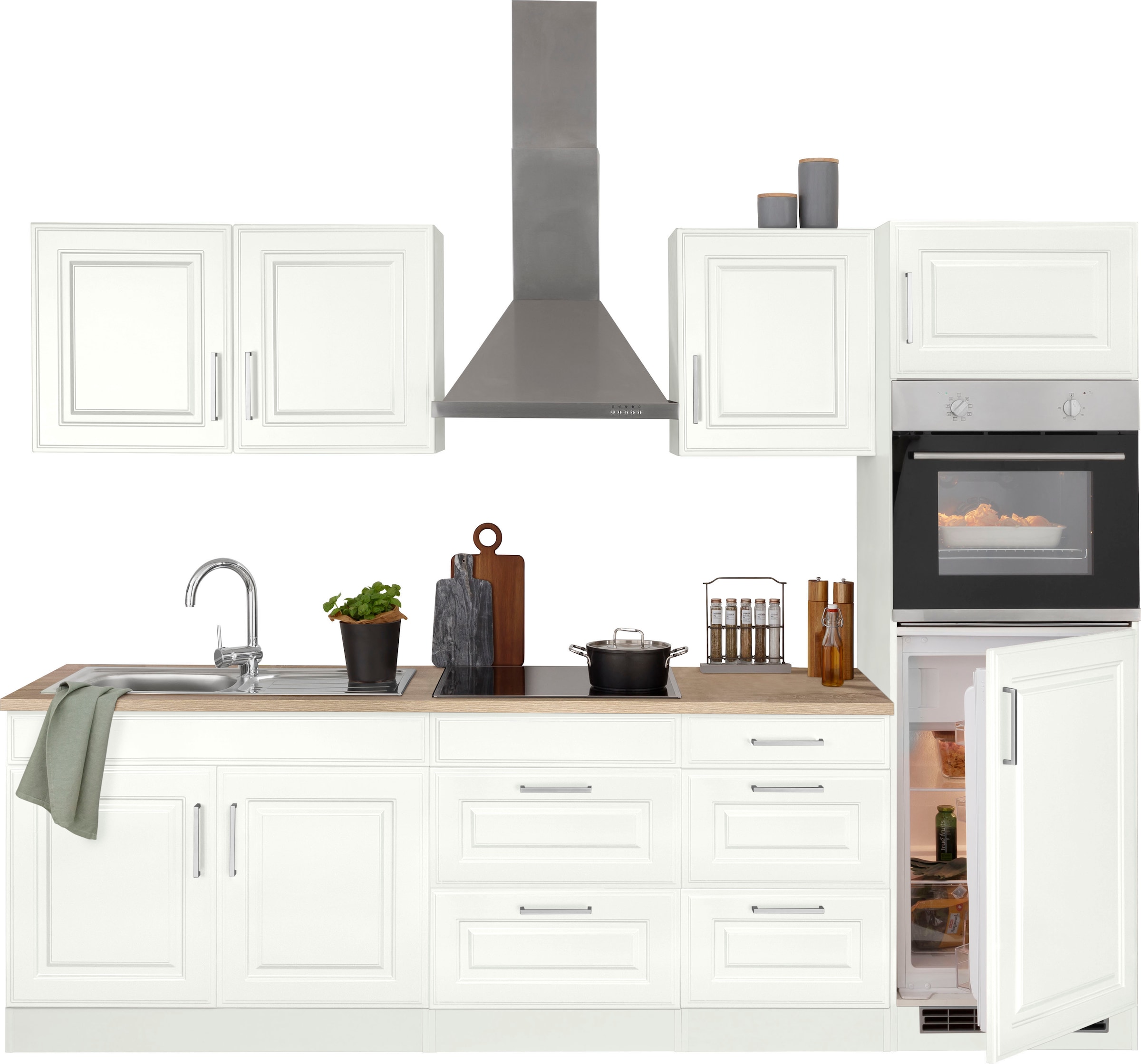 KOCHSTATION Küchenzeile »KS-Stockholm« mit E-Geräten, Breite 270 cm, wahlweise mit Induktionskochfeld