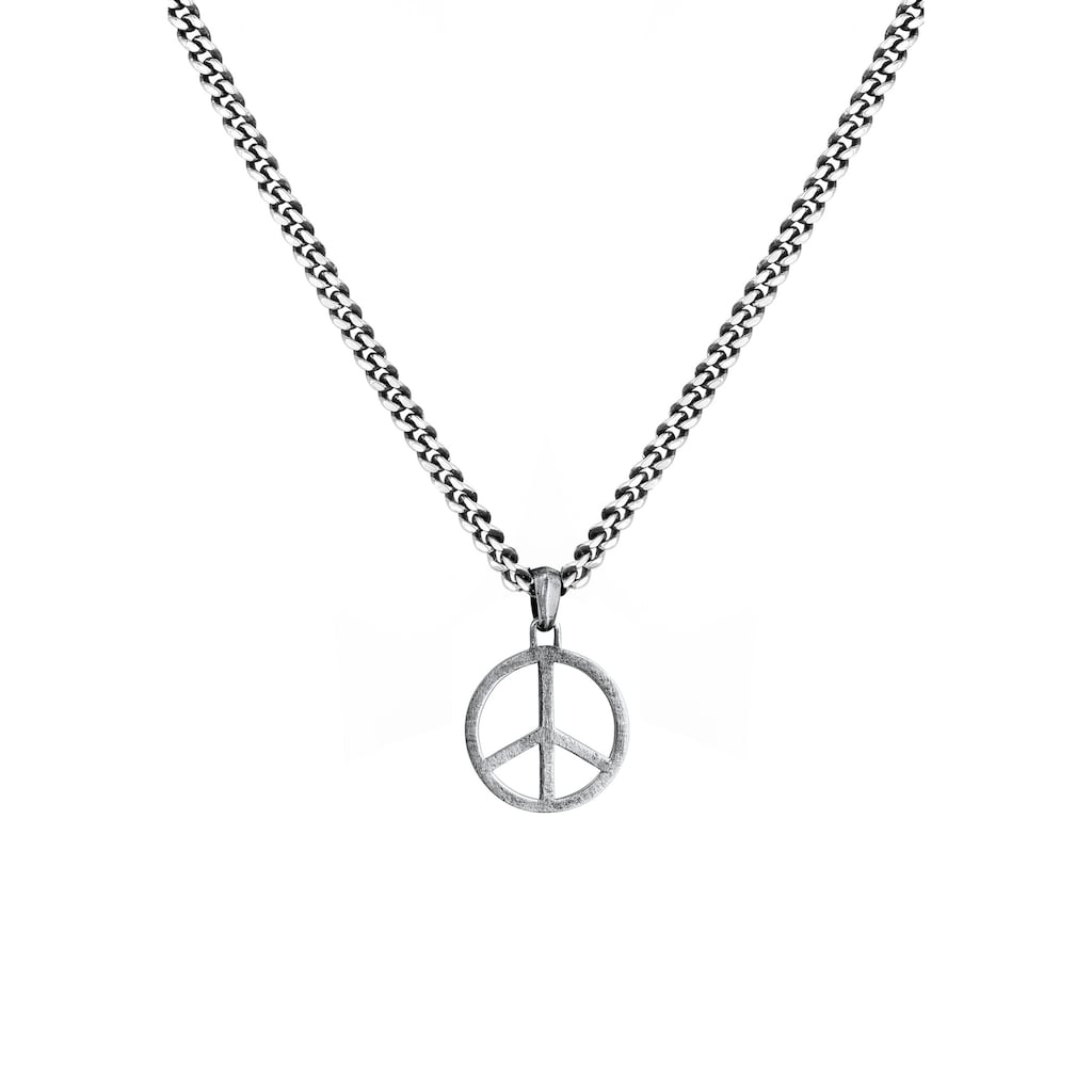 Kuzzoi Kette mit Anhänger »Herrenkette Peace Oxidiert 925 Silber«