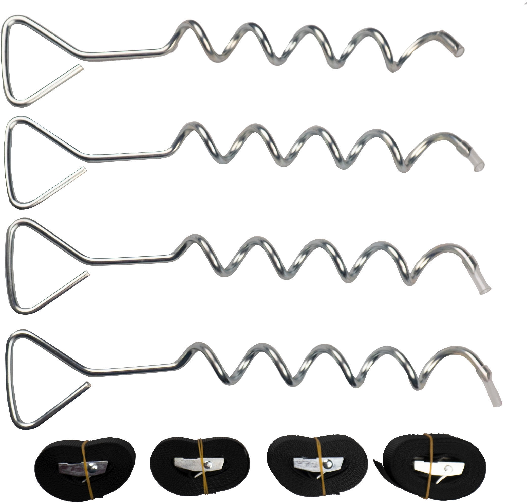 Peddy Shield Bodenanker Set, 8 Stk. tlg. bestehend aus 4 Erdankern und 4 Spanngurten (2,5 m)