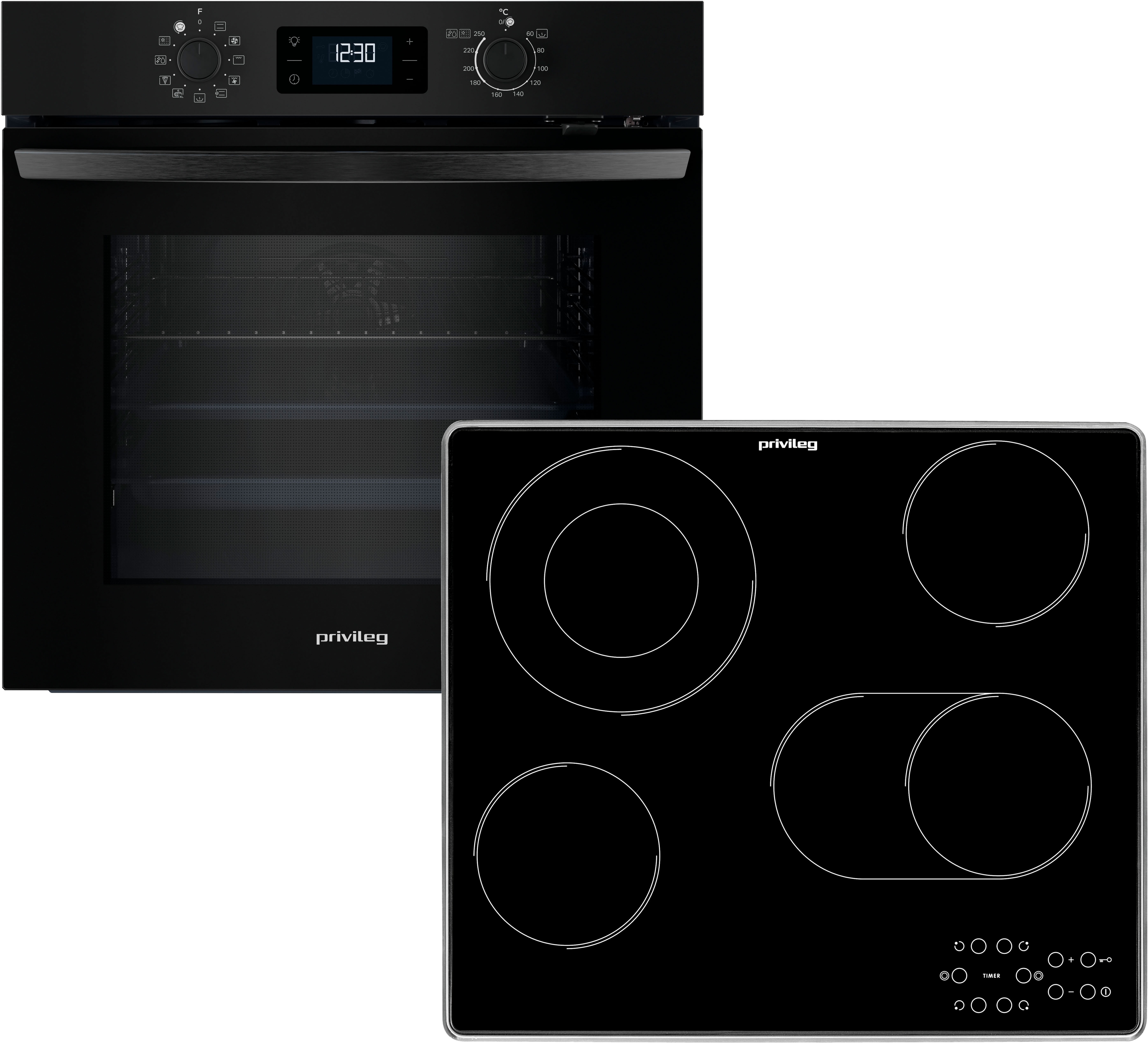 Privileg Backofen-Set "PBA285PU1K" Pyrolyse-Selbstreinigung Set, 2 Stk. tlg. Hydrolyse & Pyrolyse - zwei Reinigungsfunktionen für jeden Bedarf