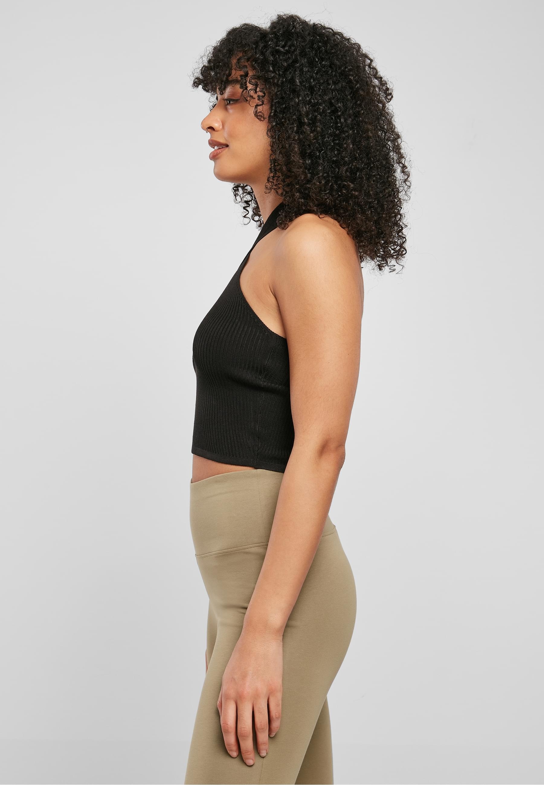 URBAN CLASSICS Muskelshirt »Urban Classics Damen Ladies Rib Knit Crossed Neckholder Top«, (1 tlg.)