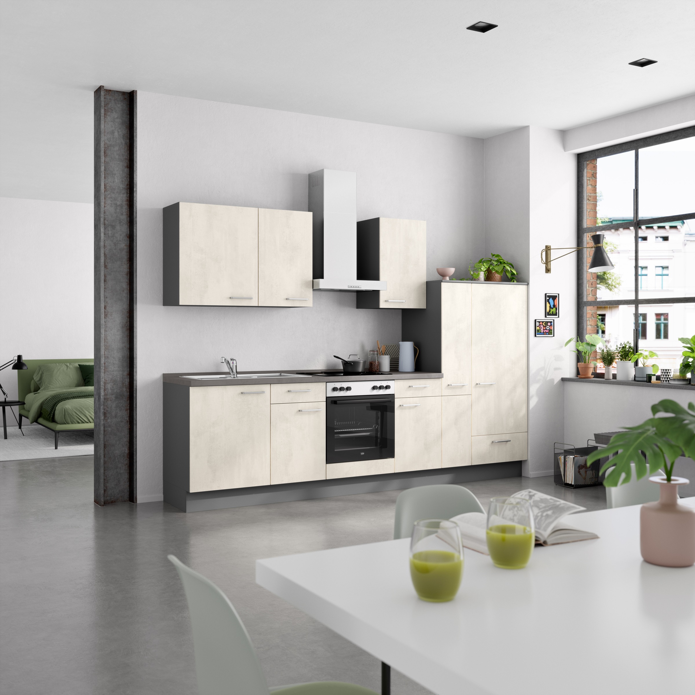 nobilia® Küchenzeile »"Riva I"«, vormontiert, Ausrichtung wählbar, Breite 300 cm, wahlw. mit E-Geräten