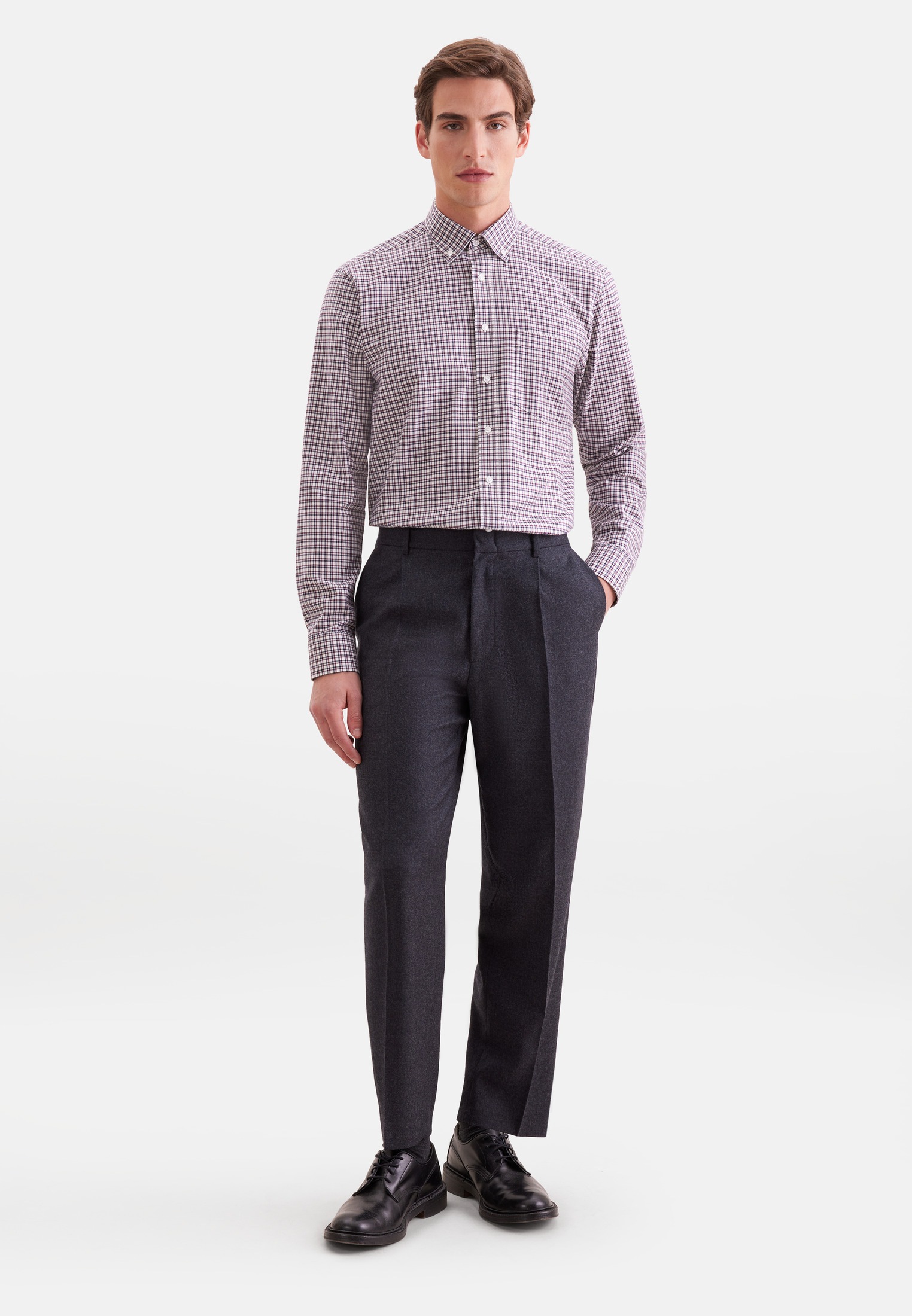 seidensticker Flanellhemd »Schwarze Rose« Regular 1/1 Button-Down-Kragen Karo