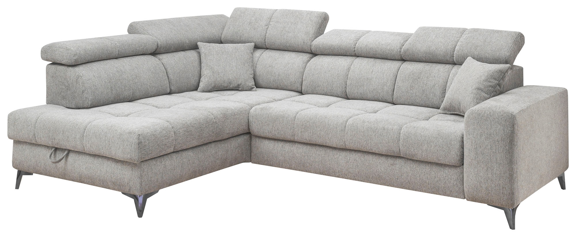 ED EXCITING DESIGN Ecksofa »Sydney L-Form mit Bettfunktion, Bettkasten, Kopfteilverstellung«, motorischer Sitztiefenverstellung, USB-Port & 2 Zierkissen