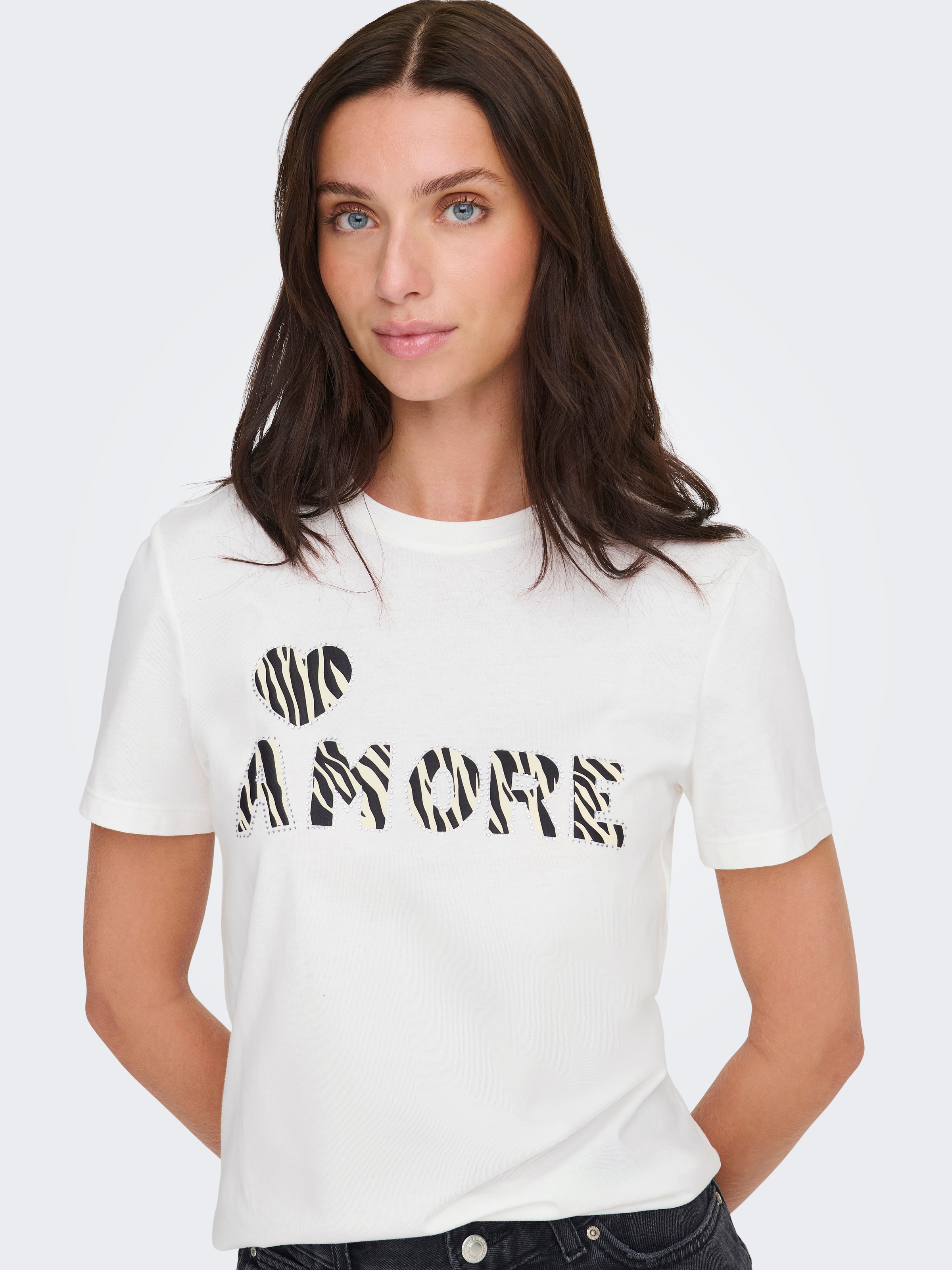 ONLY T-Shirt "ONLDITTE LIFE RHNSTN S/S ANIMAL TOP JRS" günstig online kaufen