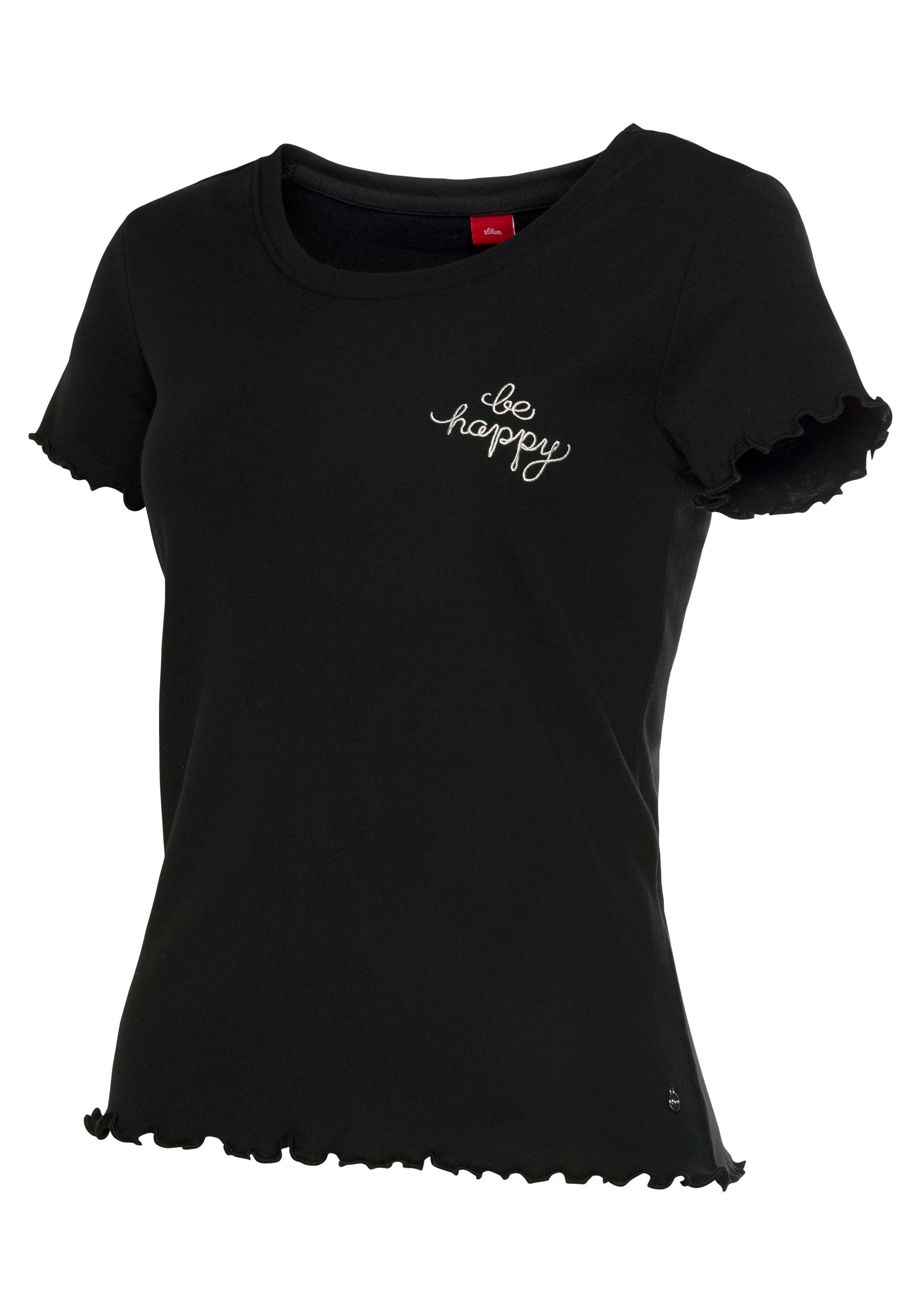 online BAUR T-Shirt, Kräuselsaum mit | kaufen s.Oliver