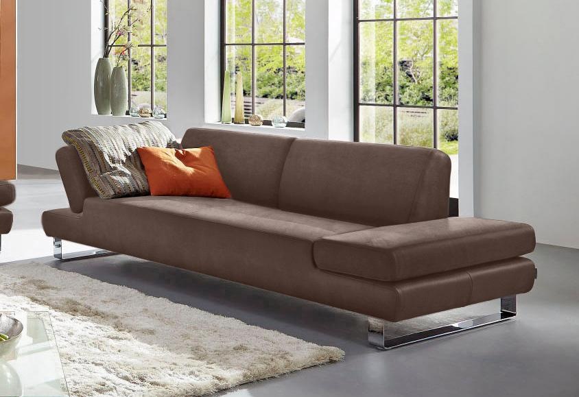 3-Sitzer W.SCHILLIG "taboo Designsofa mit hohem Sitzkomfort", braun (chocolate s37), B:232cm H:76cm T:101cm, Flachgewebe S22 (100% Polyester);Stoff S37 (100% Polyester): Luxus-Microfaser in Lederoptik;Longlife Xtra-Leder Z59: Glattleder mit modischer Präg