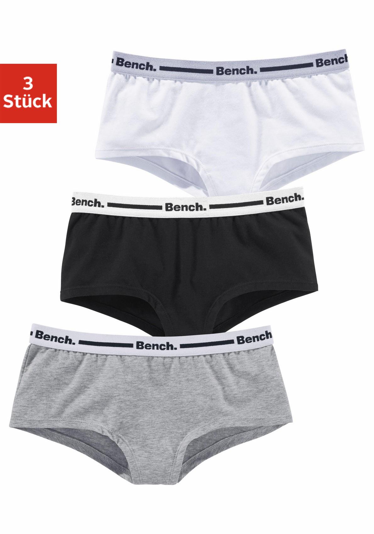 Bench. Panty Packung, 3 Stk. unifarben und meliert, mit Logoschriftzügen, Baumwollmischung