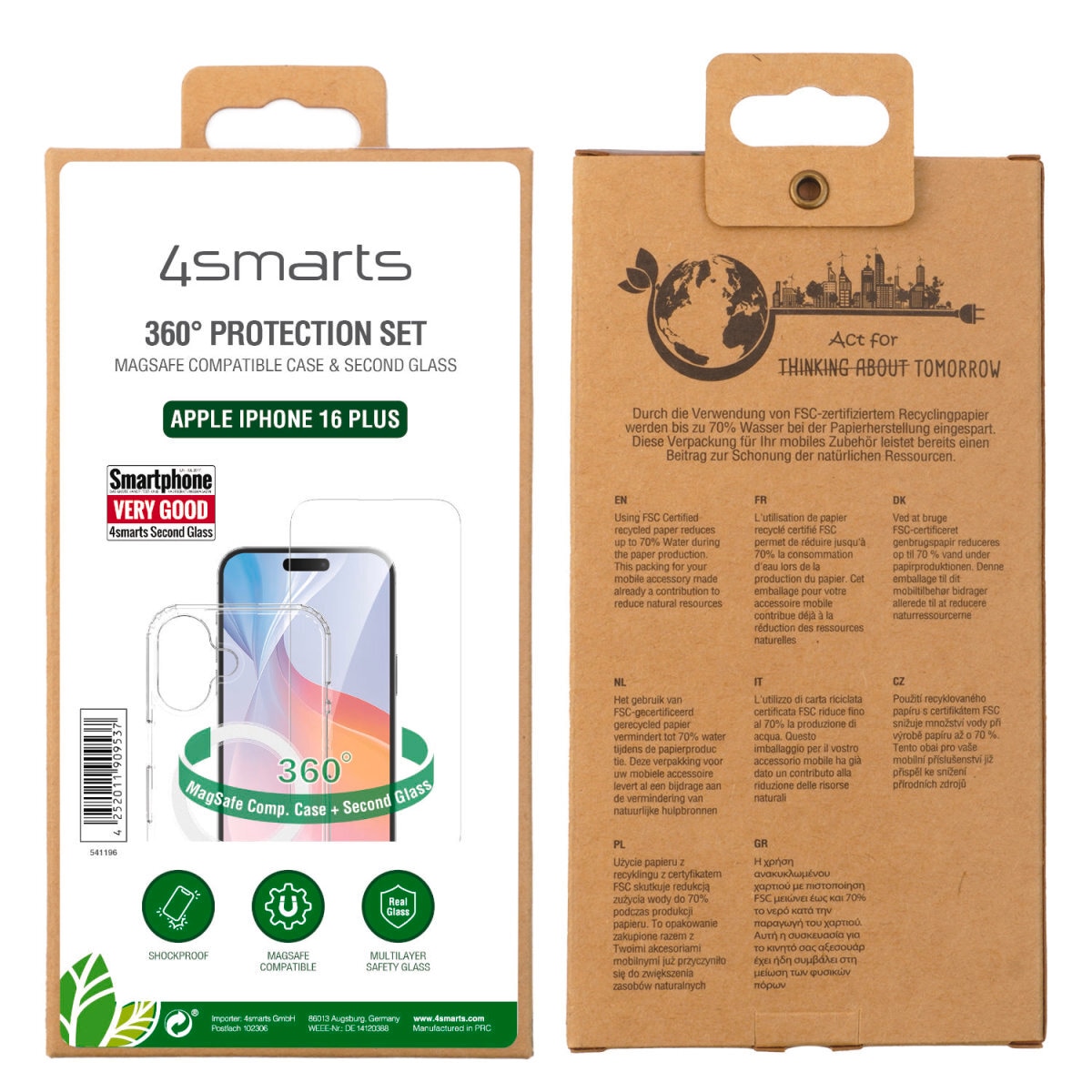 4smarts Handyhülle »360° Premium Protection Set für Apple iPhone 16 Plus«, Backcover, Schutzhülle, Handyschutzhülle, Case, Schutzcase, stoßfest