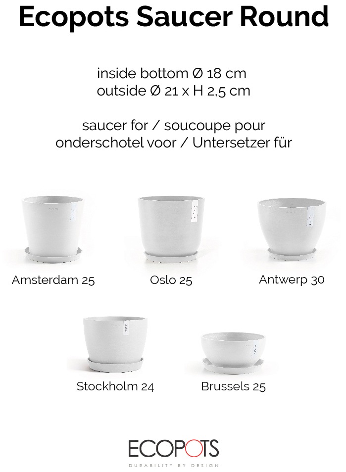 ECOPOTS Topfuntersetzer »Rund 25 Weiß«, für innen und außen: frostsicher, bruchsicher und lichtbeständig