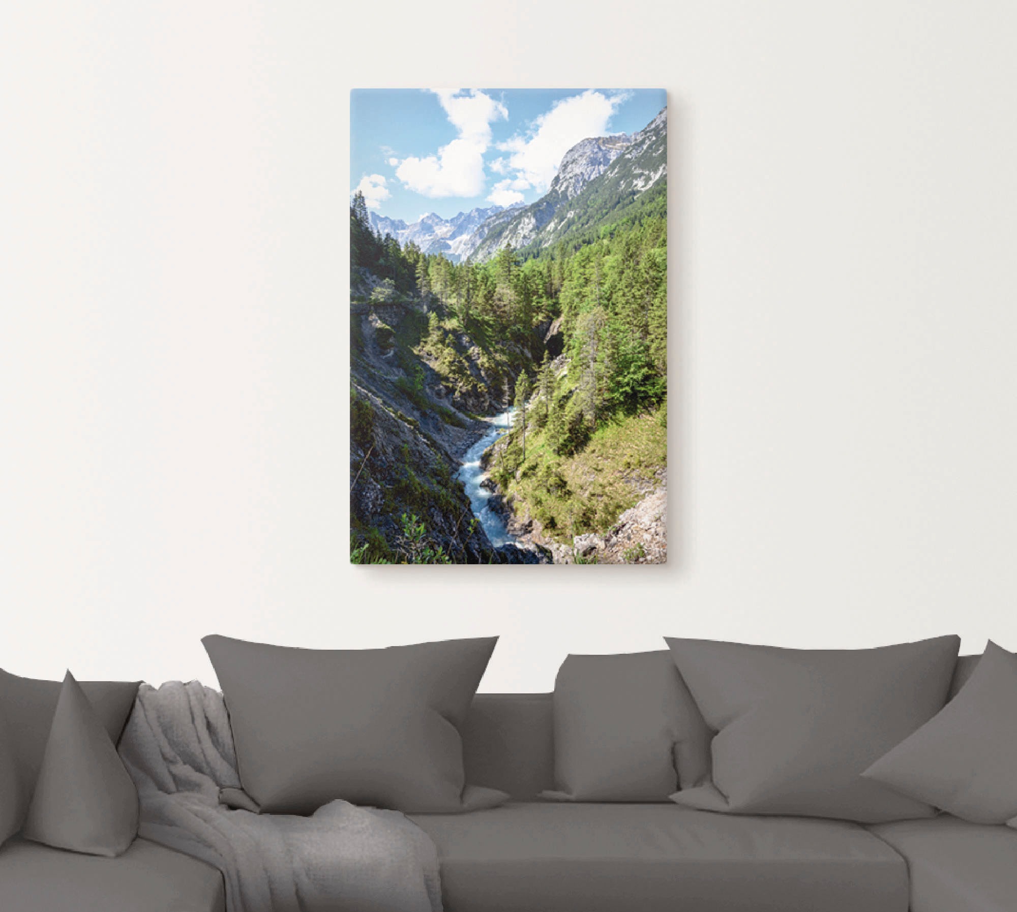 Artland Wandbild »Fluss schlängelt sich durch Tal«, Berge, (1 St.), als Leinwandbild, Poster in verschied. Größen