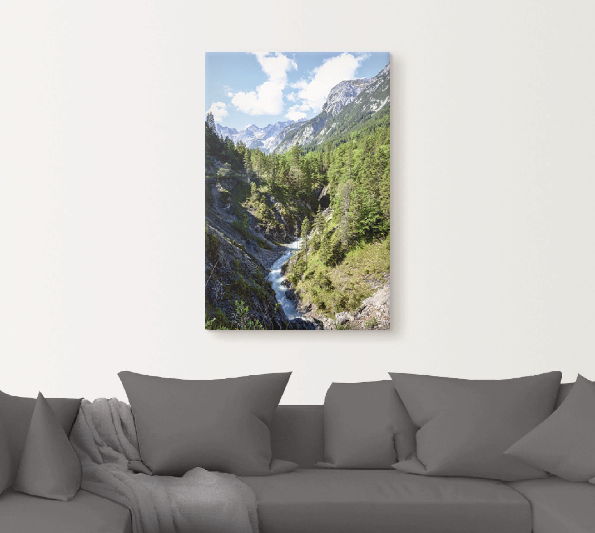 Thumbnail - Artland Wandbild "Fluss schlängelt sich durch Tal", Berge, (1 St.), als Leinwandbild, Poster in verschied. Größen