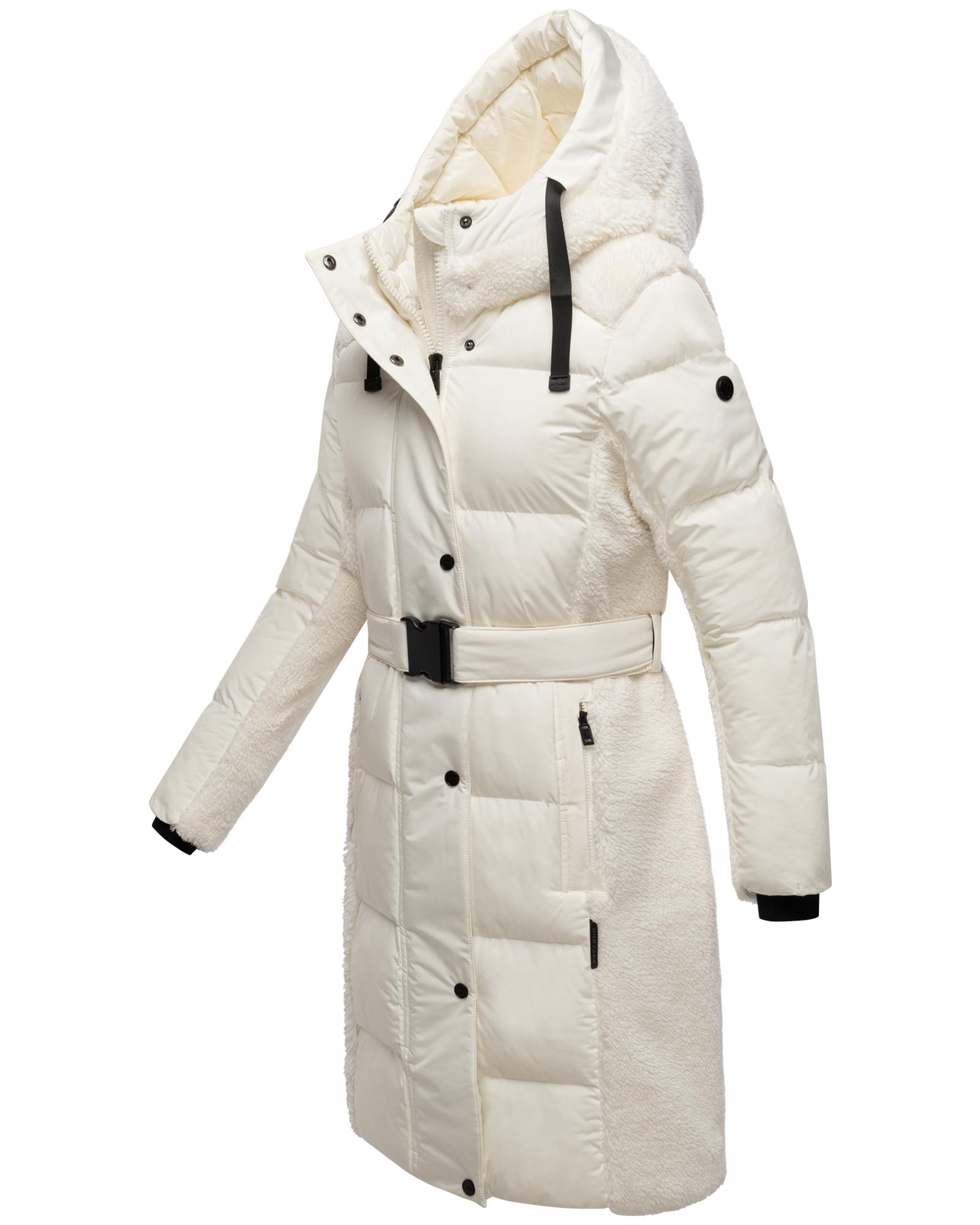 Navahoo Wintermantel »Funkelteddy 14«, warmer Mantel mit Teddyplüsch-Akzenten und Taillengürtel